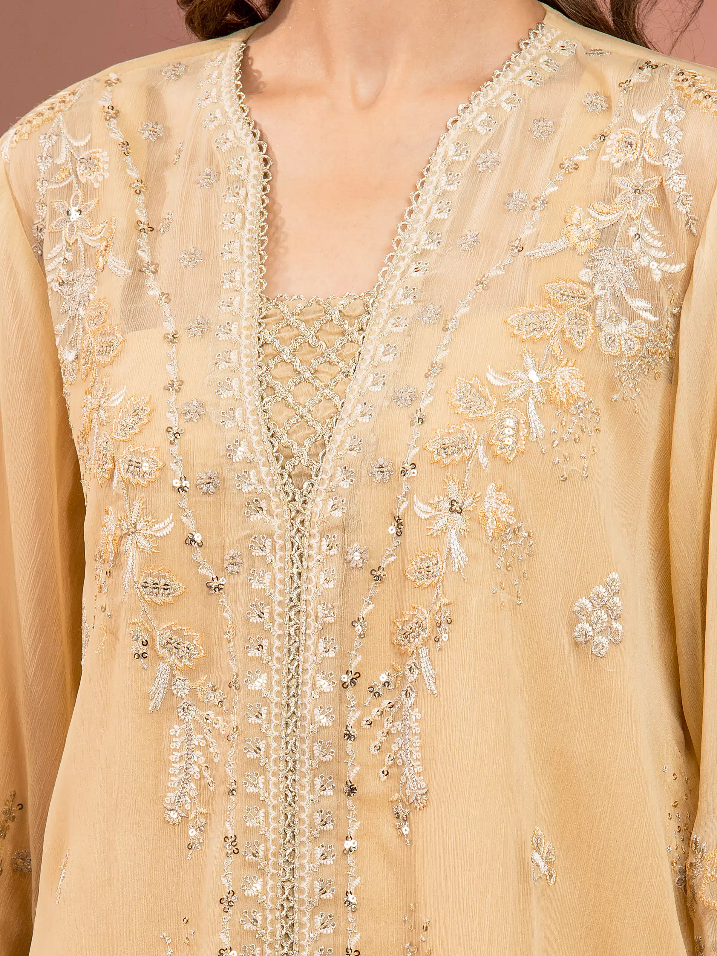 Unstitched Embroidered Chiffon Suit - EWU5V5-31306-3P - Image 3
