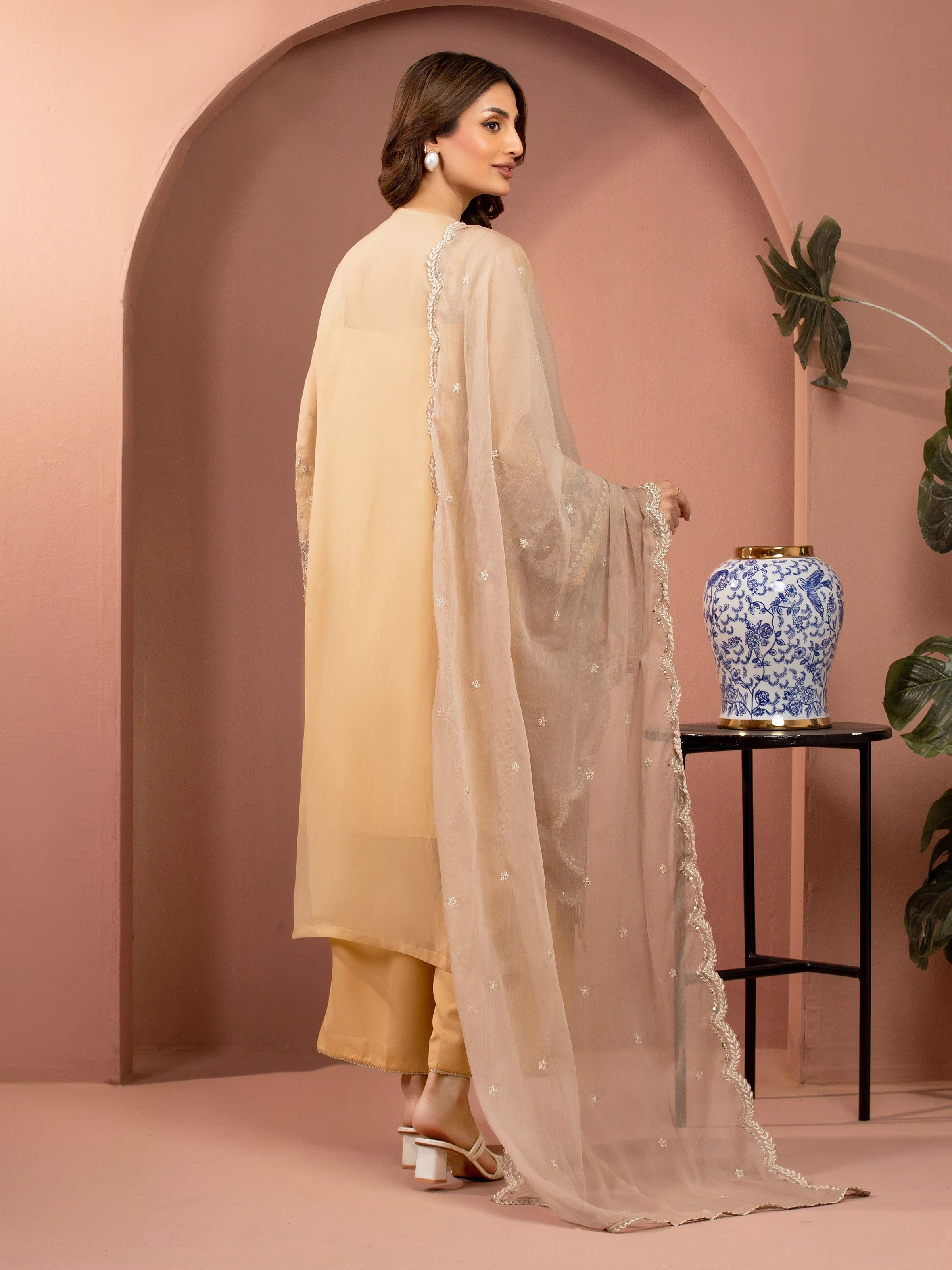 Unstitched Embroidered Chiffon Suit - EWU5V5-31306-3P - Image 5