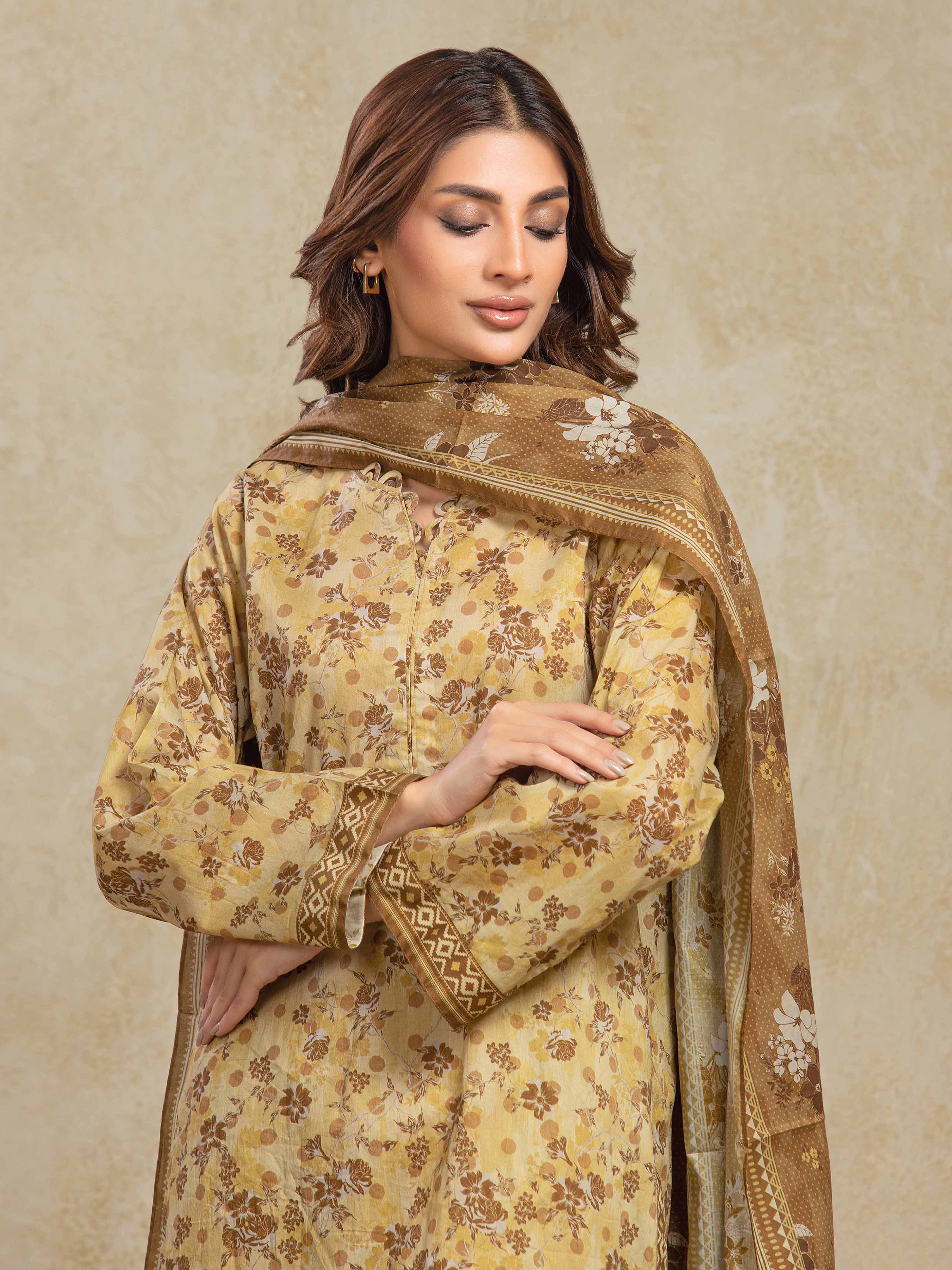 Unstitched Printed Khaddar Suit - EWU5A3-35984-3P - Image 2