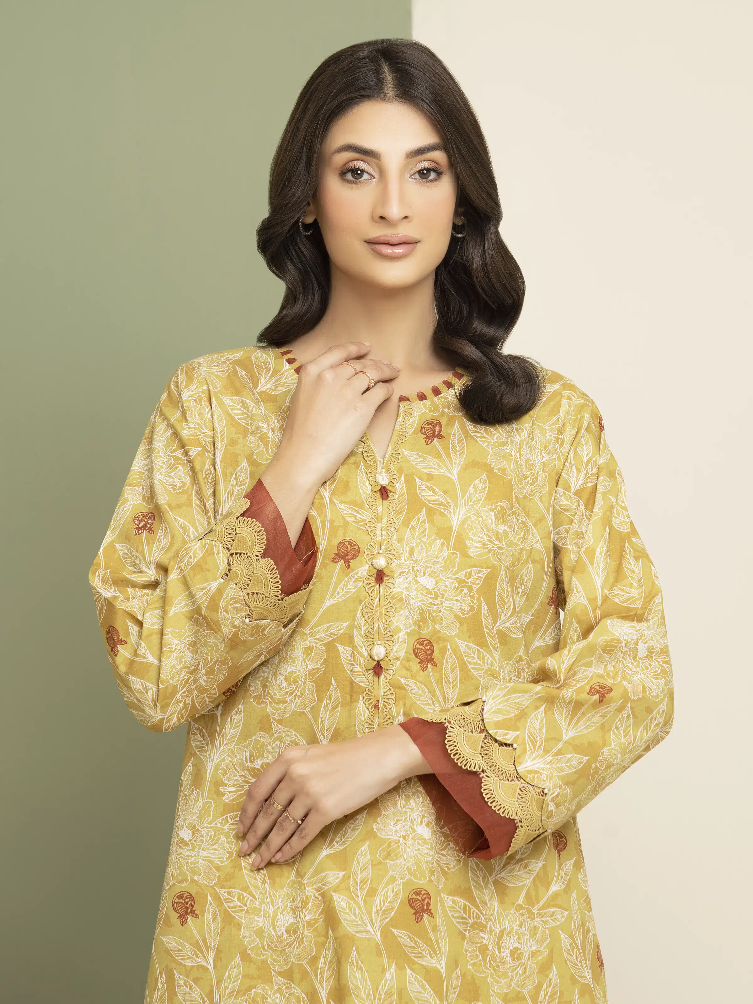 Unstitched Printed Lawn Shirt Trouser - EWU5A1-35607ST - Image 4