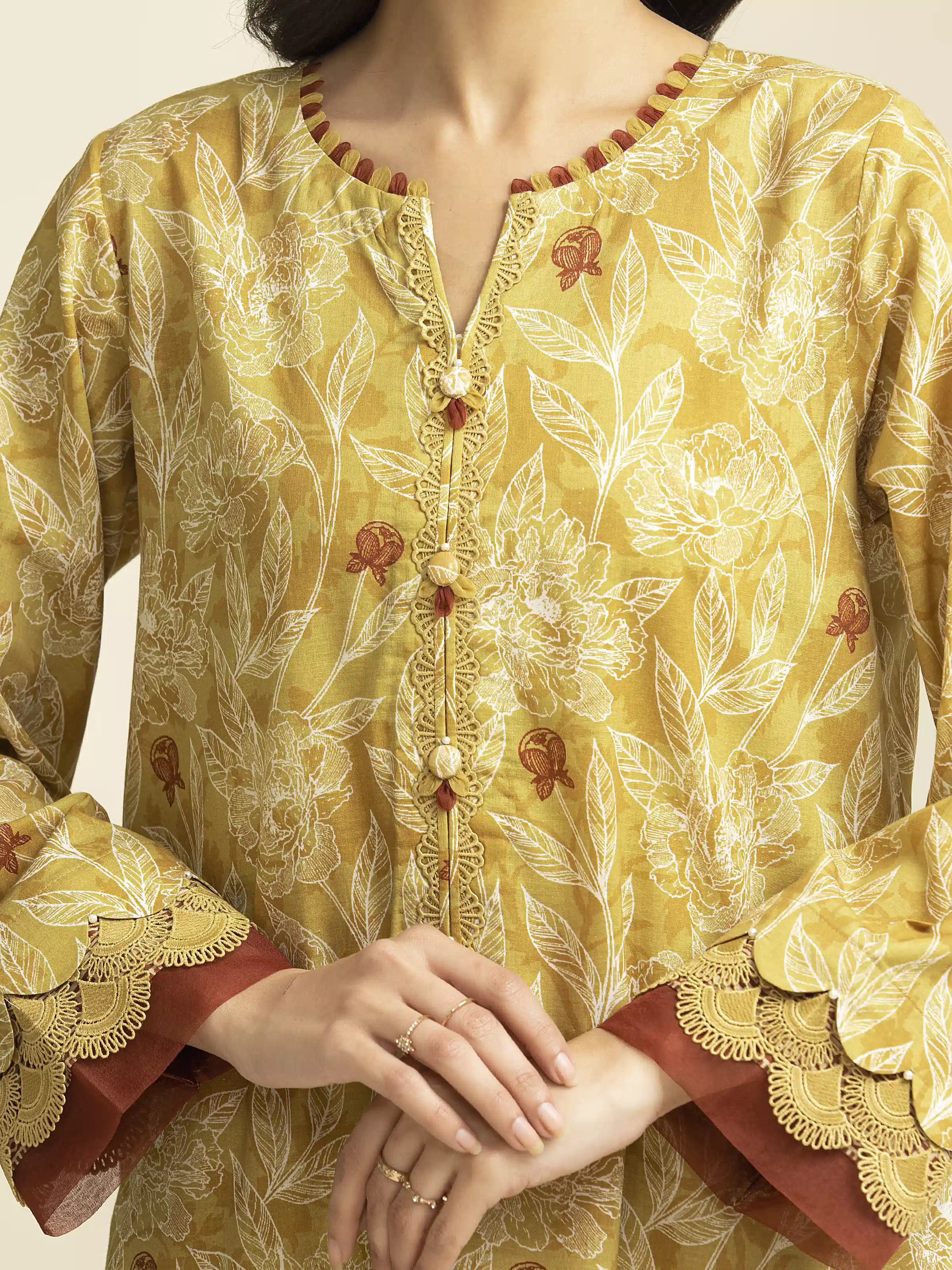 Unstitched Printed Lawn Shirt Trouser - EWU5A1-35607ST - Image 5