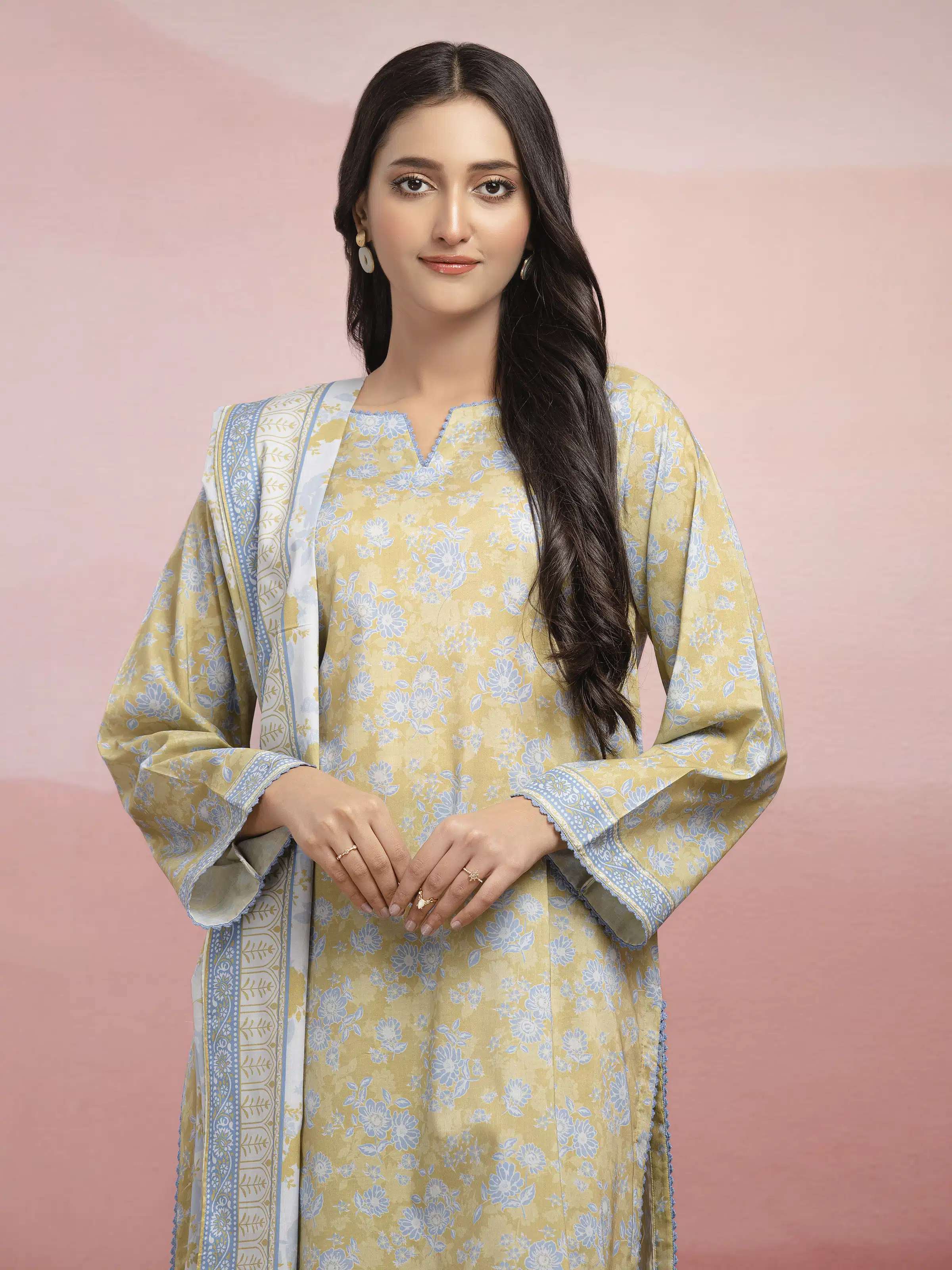 Unstitched Printed Lawn Suit - EWU5A1-35101-3P - Image 4