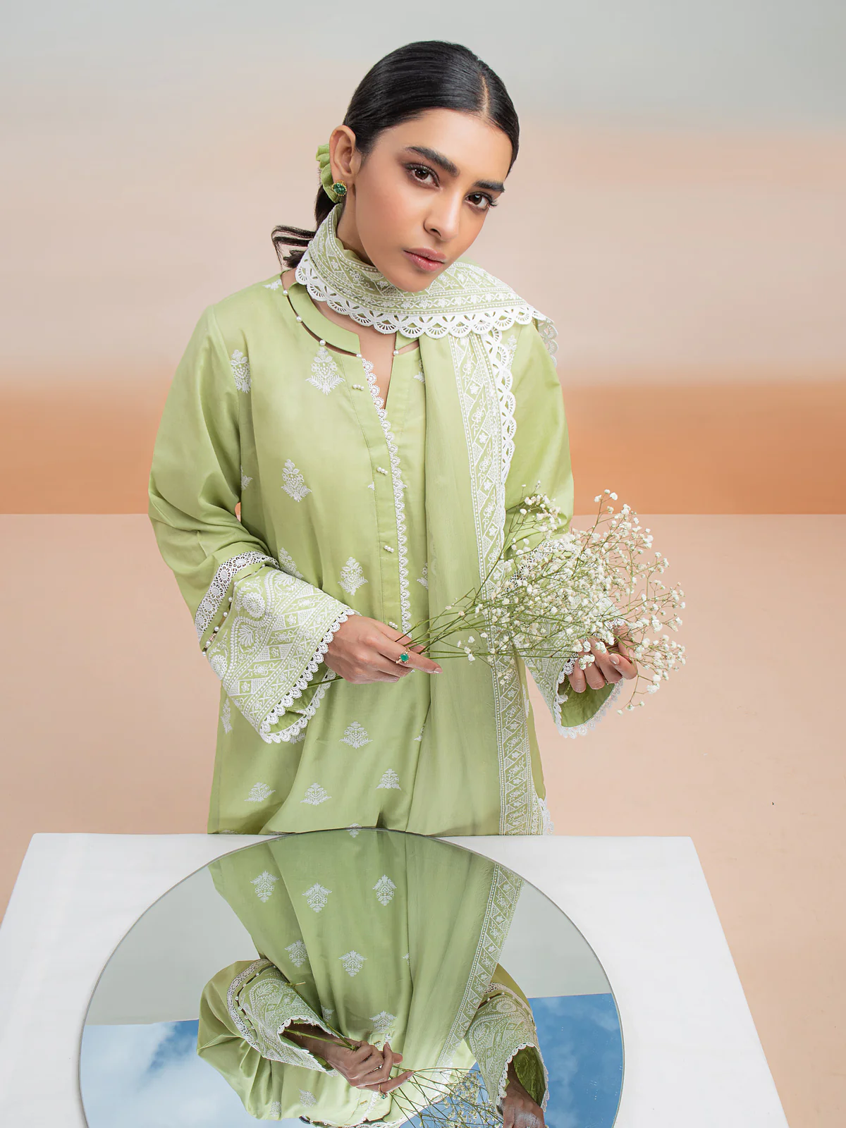 Unstitched Embroidered Cambric Shirt - EWU24V2-28645S - Image 8