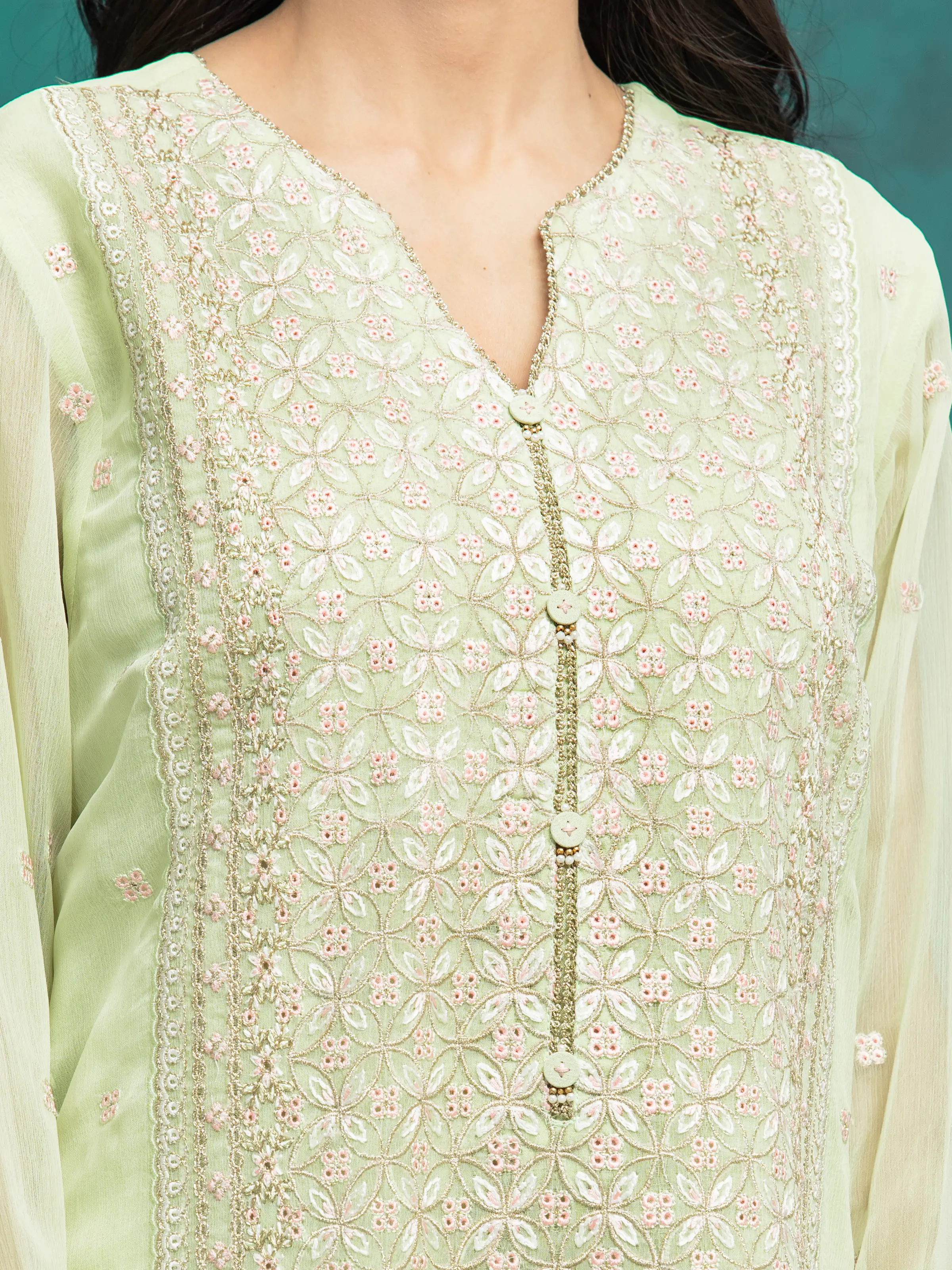 Unstitched Embroidered Chiffon Suit - EWU24V5-30327-3P - Image 2