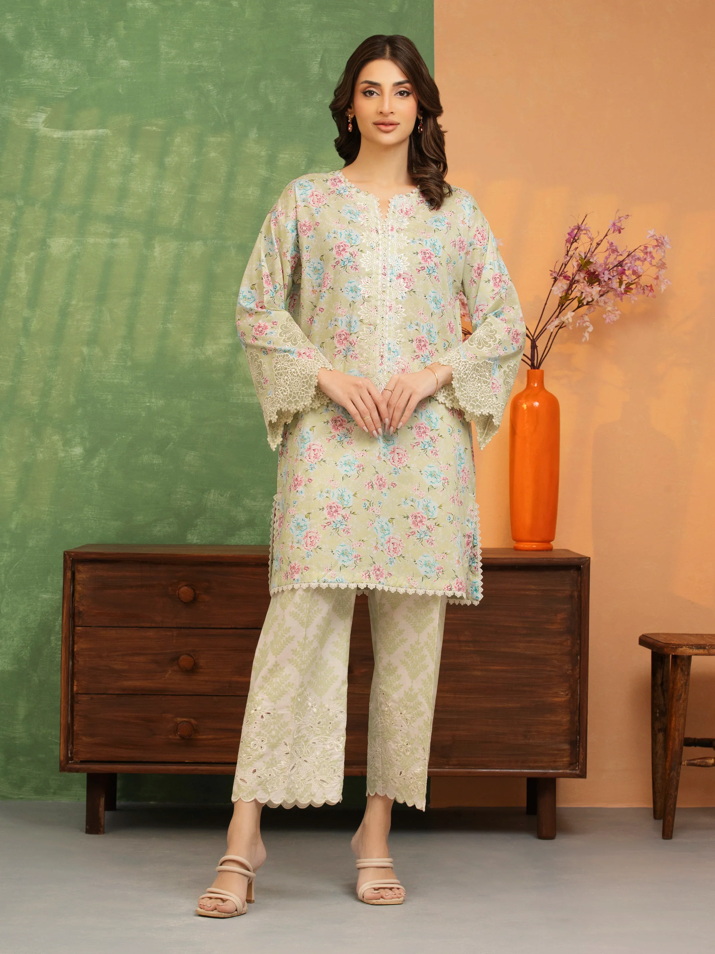 Unstitched Embroidered Lawn Shirt Trouser - EWU5V1-31468ST