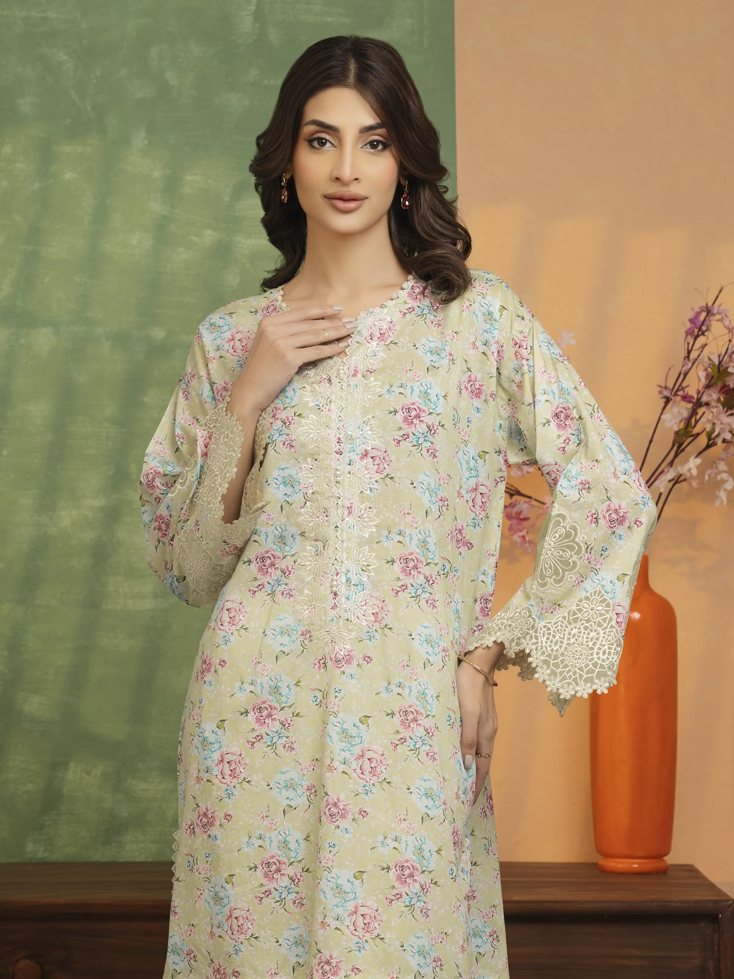 Unstitched Embroidered Lawn Shirt Trouser - EWU5V1-31468ST - Image 3