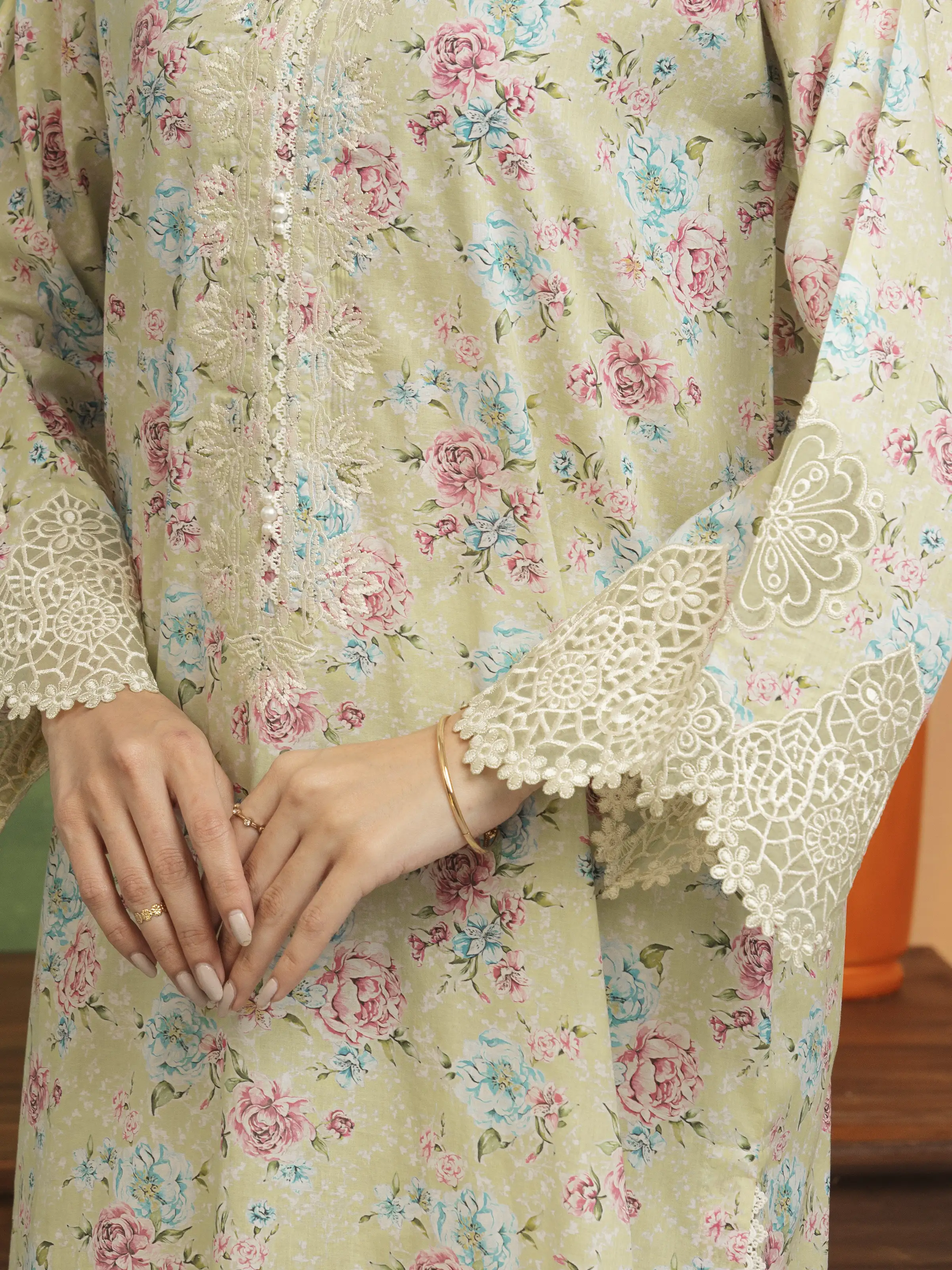 Unstitched Embroidered Lawn Shirt Trouser - EWU5V1-31468ST - Image 5