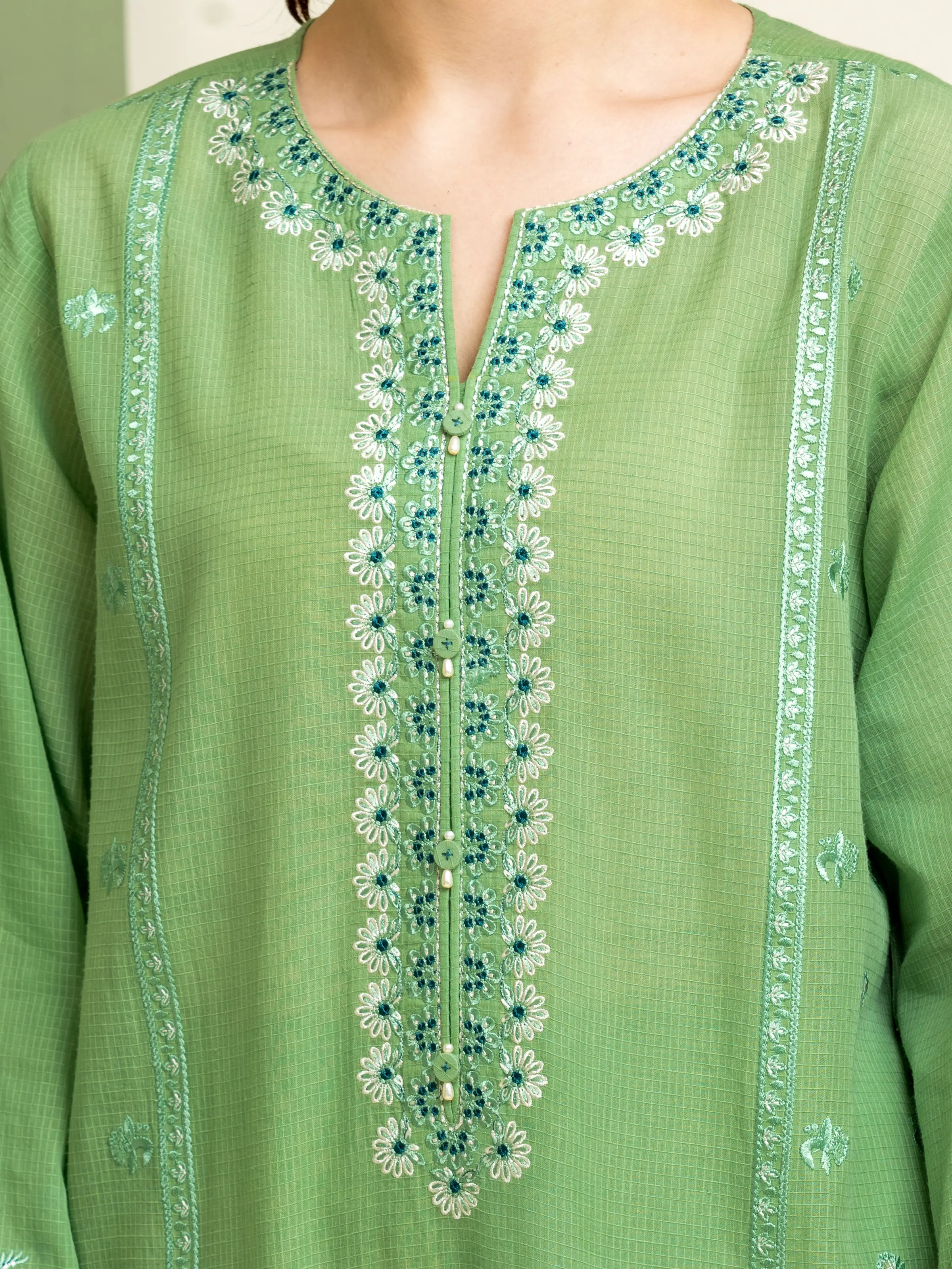 Unstitched Embroidered Lawn Slub Suit - EWU5V1-31231-3P - Image 2