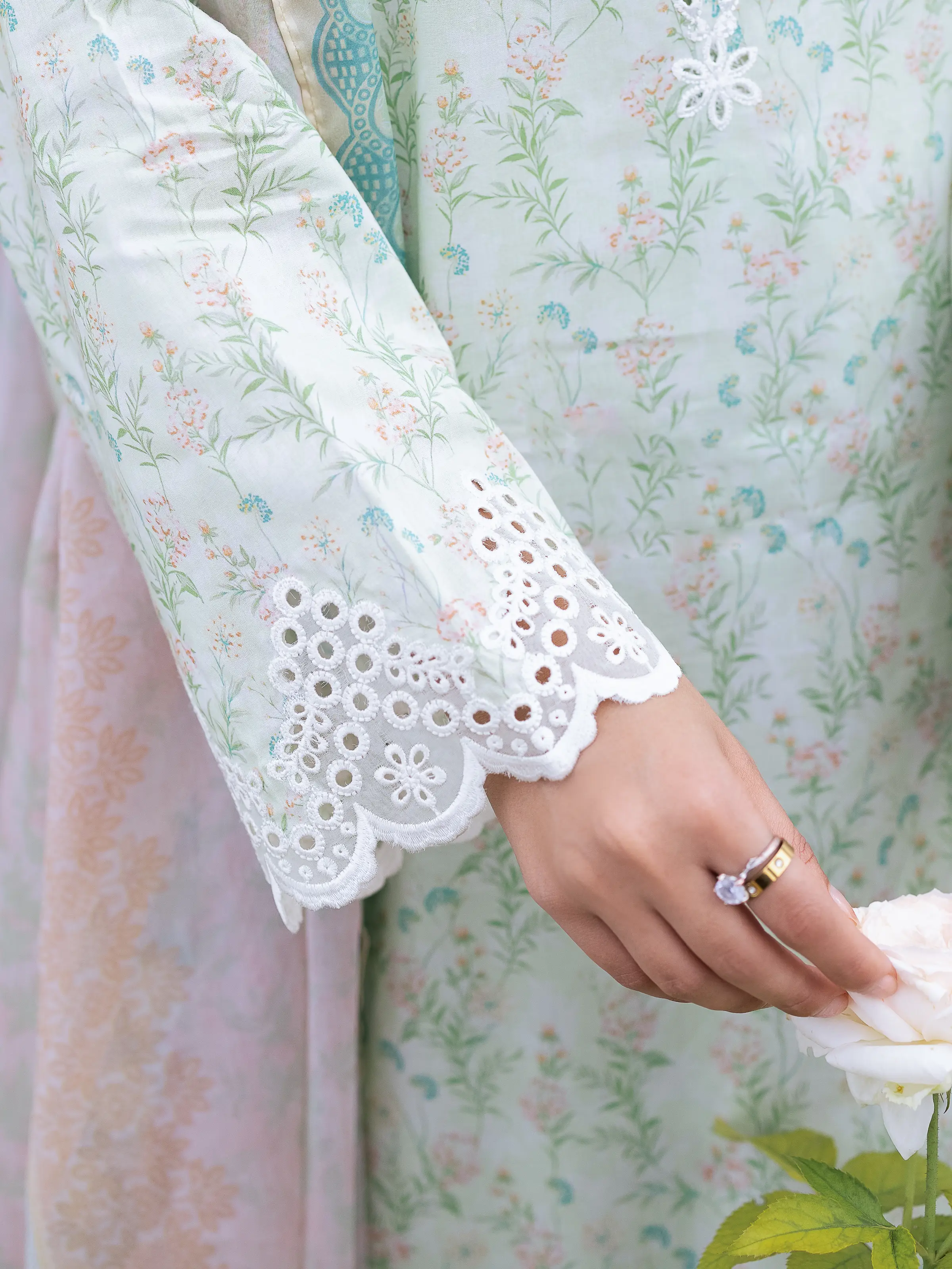 Unstitched Embroidered Lawn Suit - EWU5V1-31434-3P - Image 5