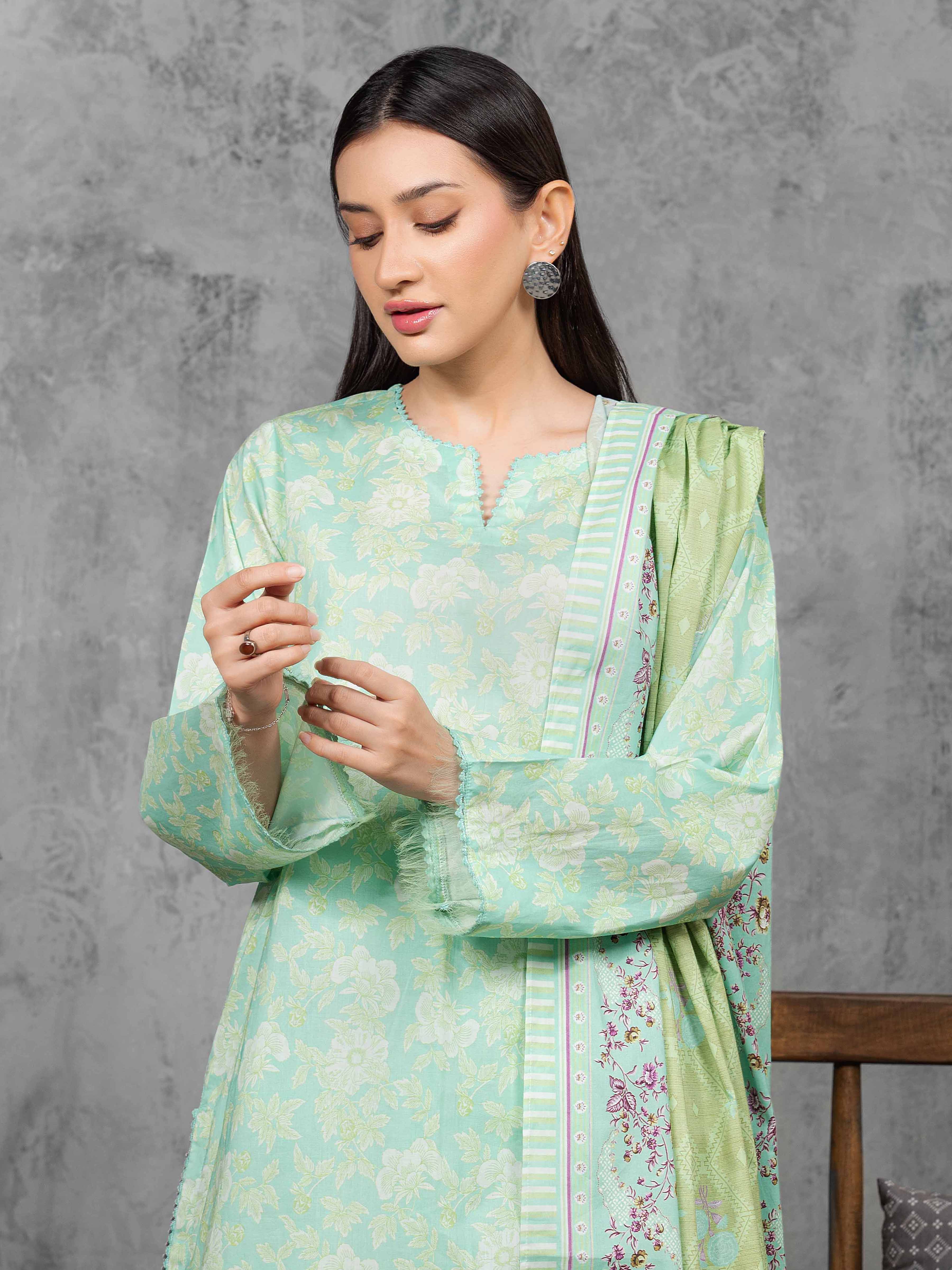 Unstitched Printed Cambric Suit - EWU5A2-35837-3P - Image 2