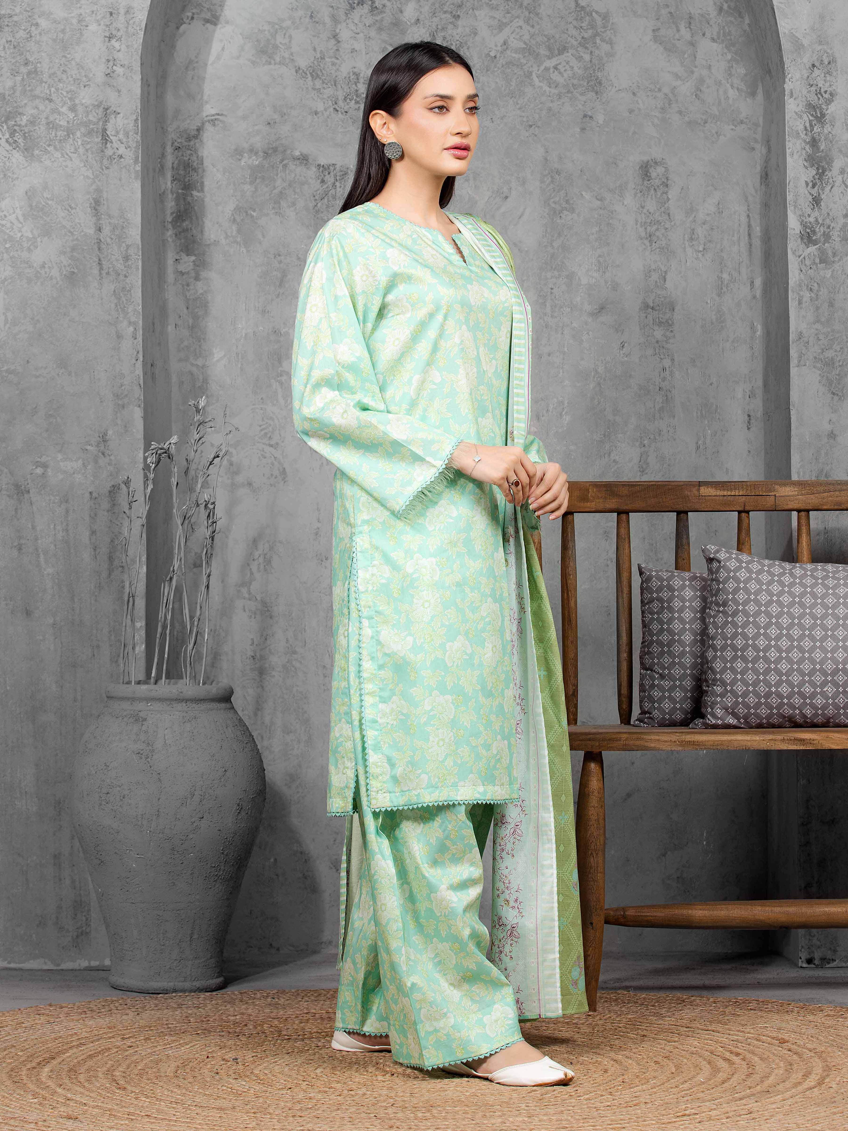 Unstitched Printed Cambric Suit - EWU5A2-35837-3P - Image 5