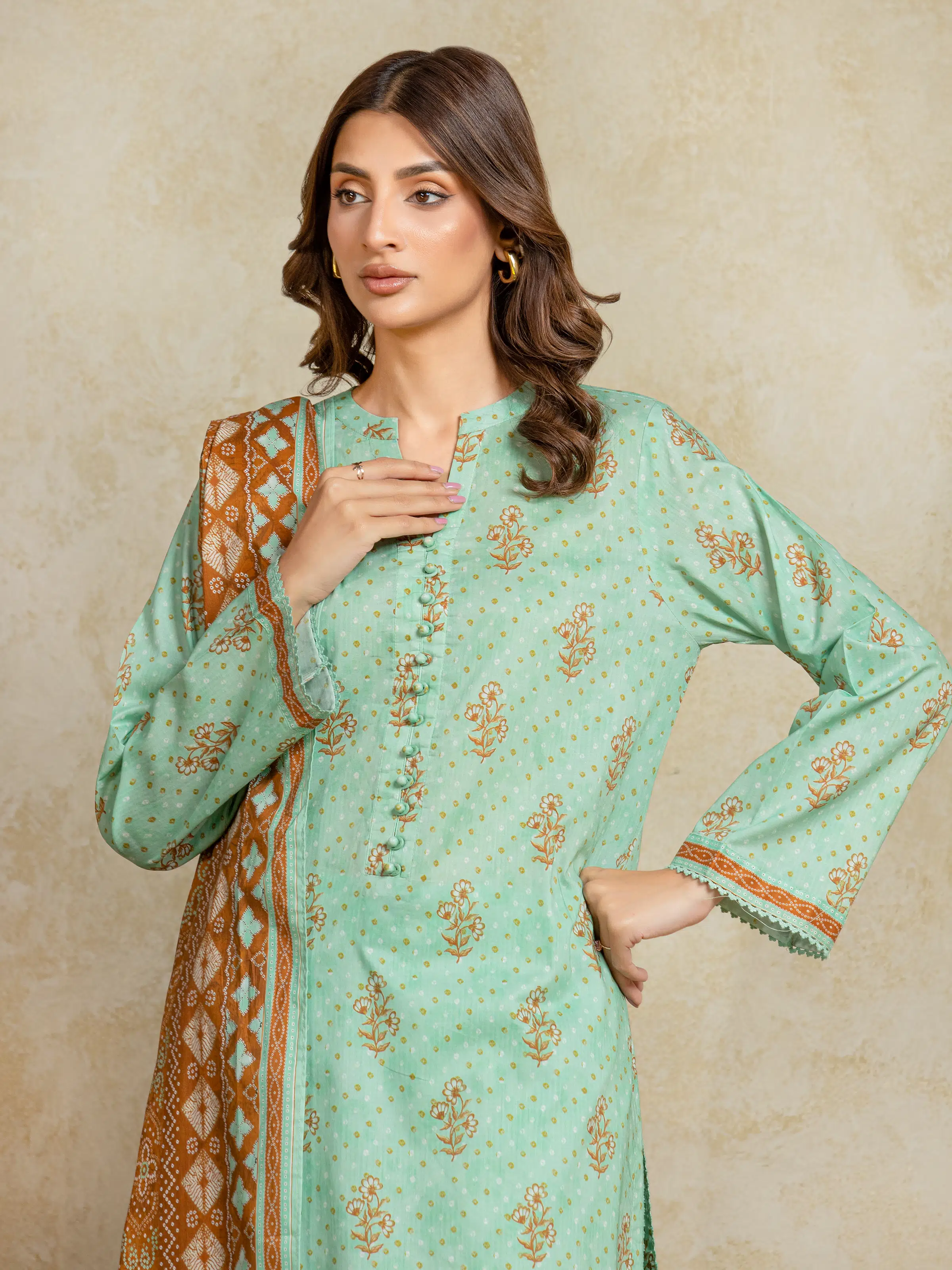 Unstitched Printed Khaddar Suit - EWU5A3-35975-3P - Image 2