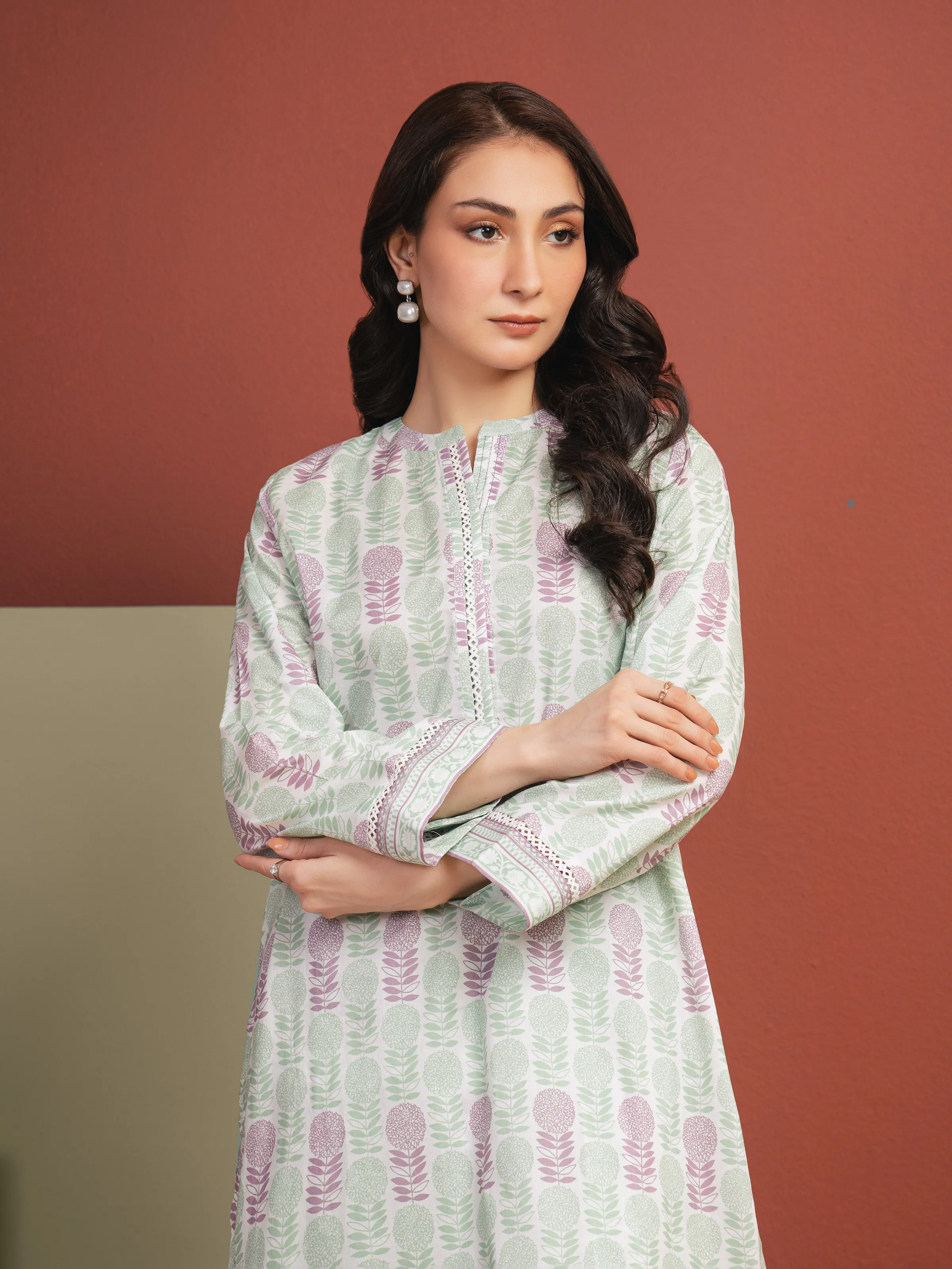 Unstitched Printed Lawn Shirt - EWU5A1-35704S - Image 2