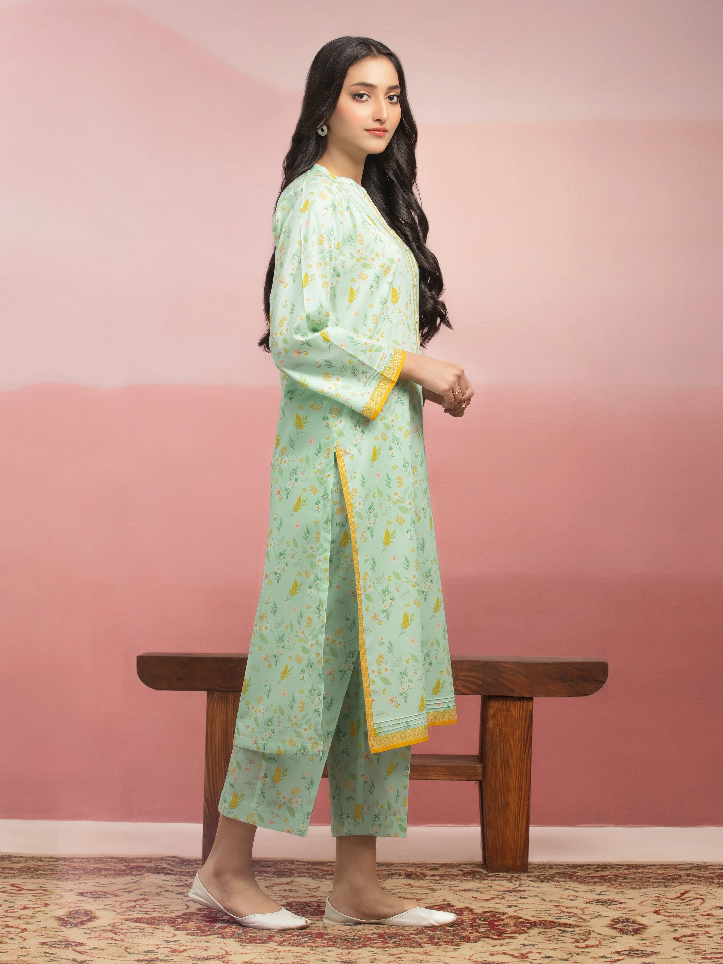 Unstitched Printed Lawn Shirt Trouser - EWU5A1-35401ST - Image 3