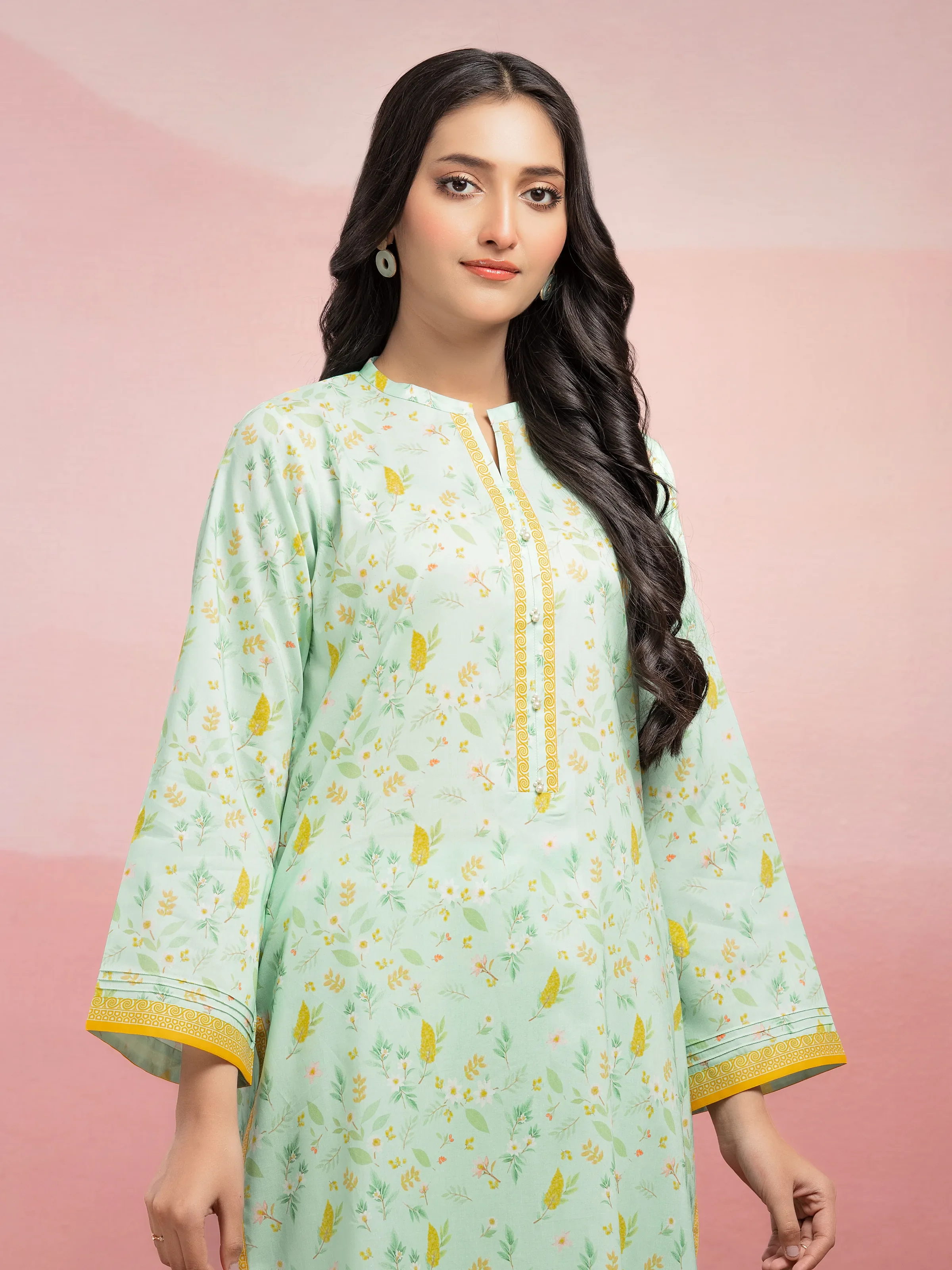 Unstitched Printed Lawn Shirt Trouser - EWU5A1-35401ST - Image 4