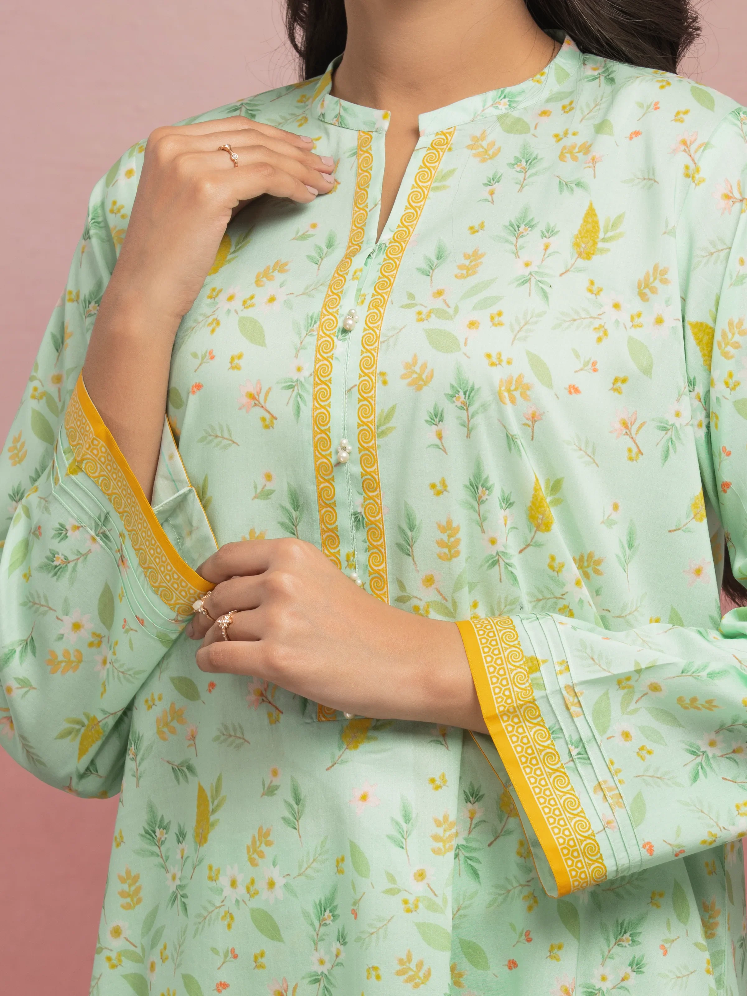 Unstitched Printed Lawn Shirt Trouser - EWU5A1-35401ST - Image 5