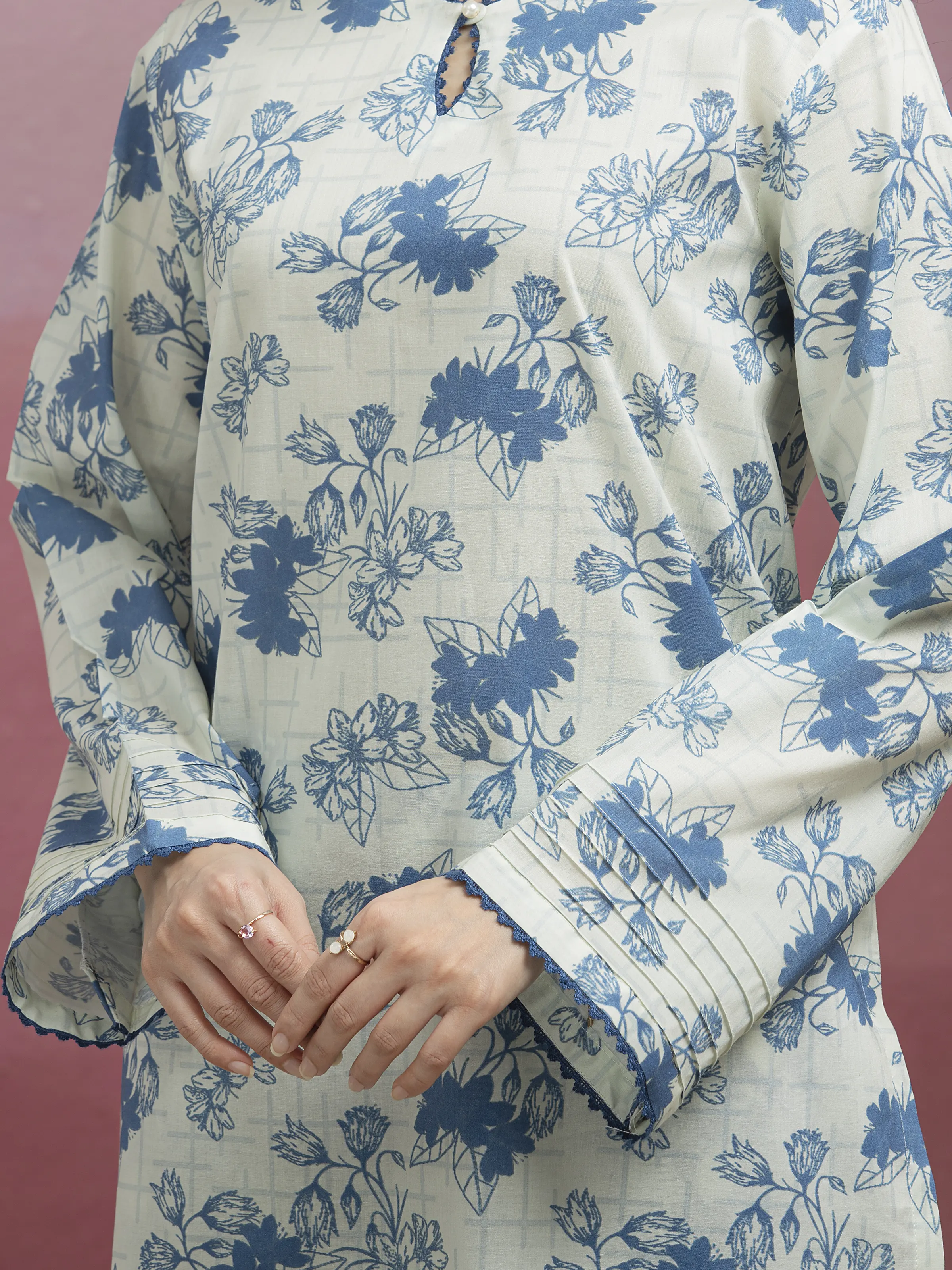 Unstitched Printed Lawn Shirt Trouser - EWU5A1-35422ST - Image 3