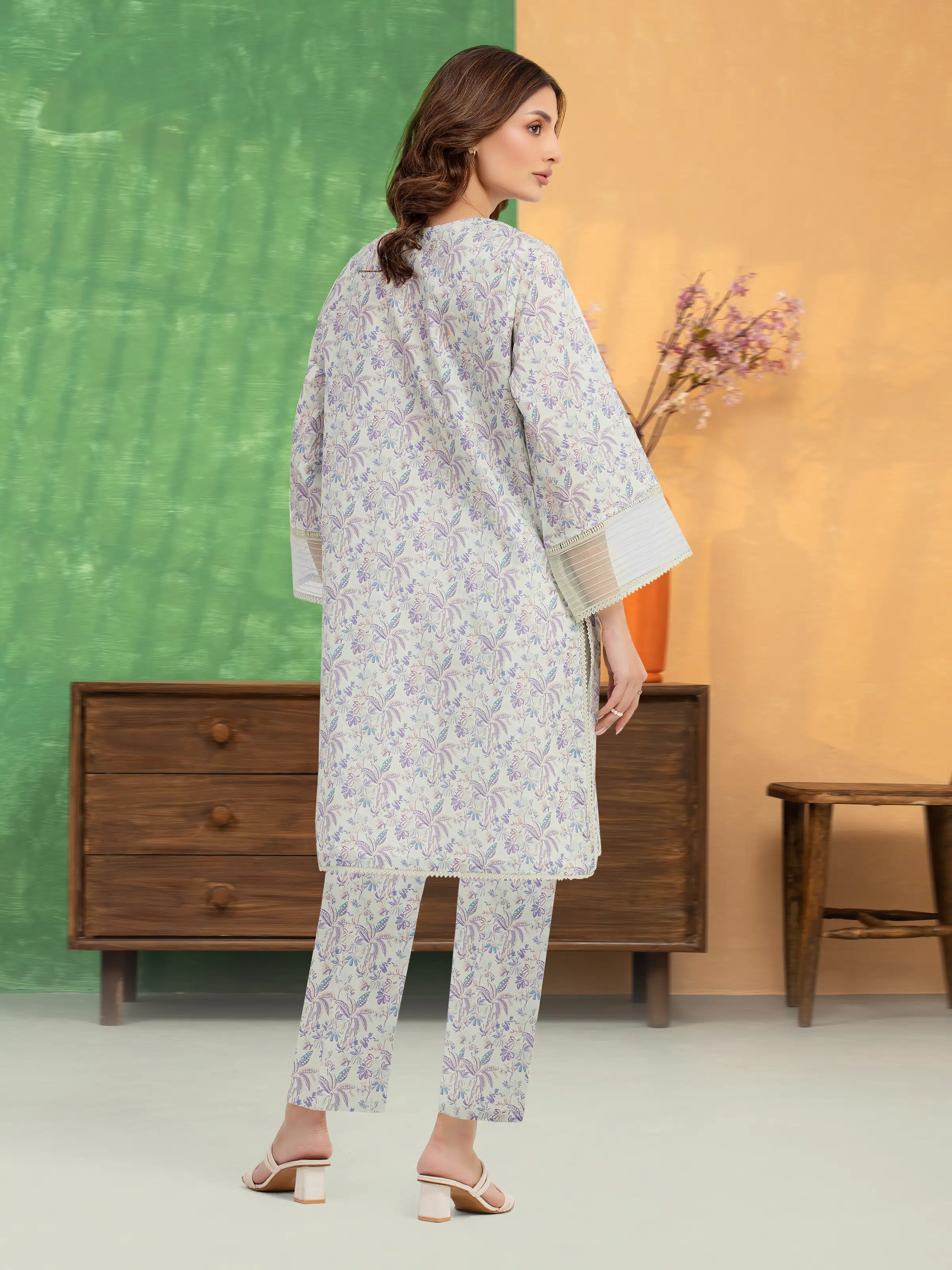 Unstitched Printed Lawn Shirt Trouser - EWU5A1-35698ST - Image 4