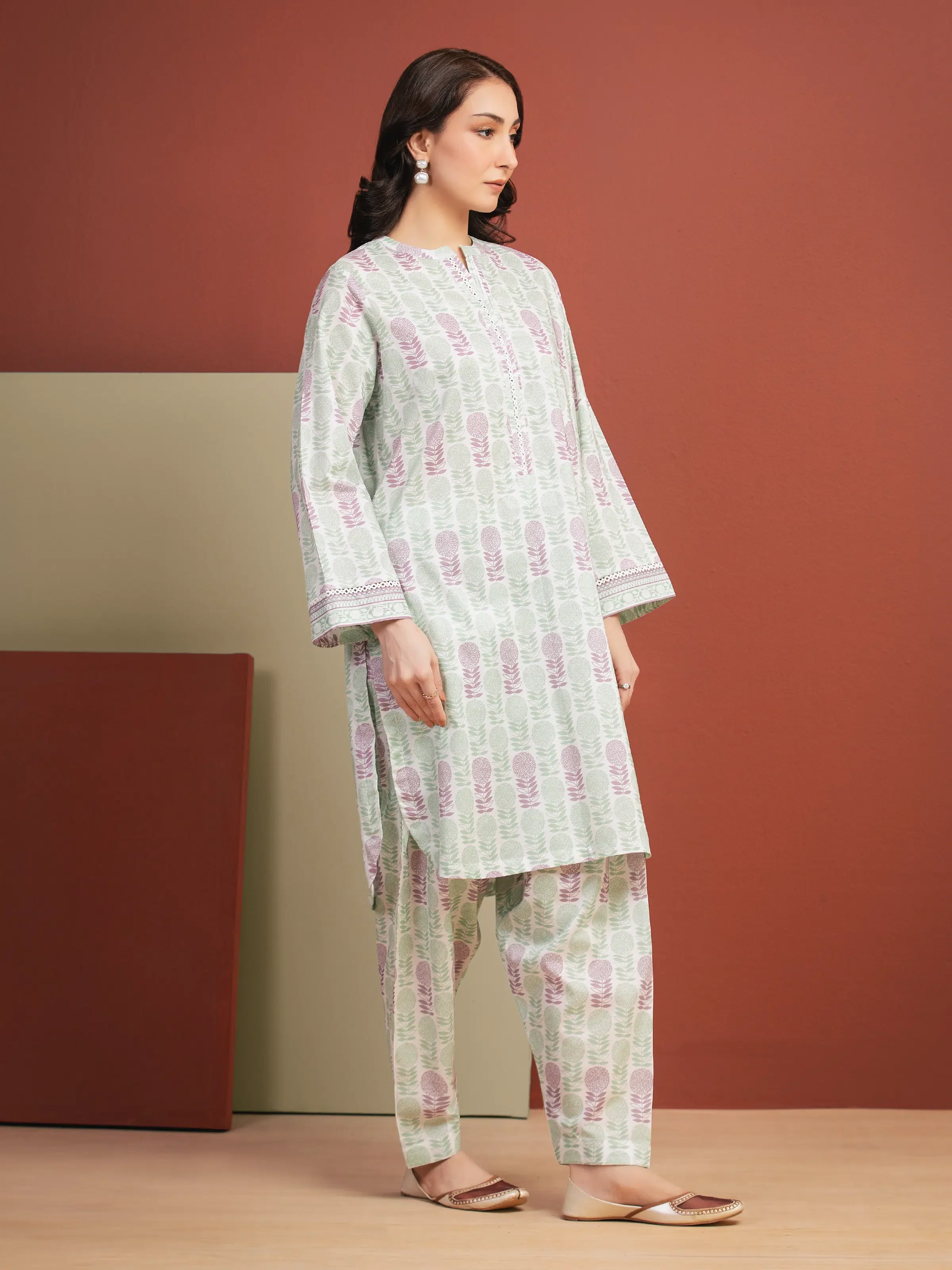 Unstitched Printed Lawn Shirt Trouser - EWU5A1-35704ST - Image 3
