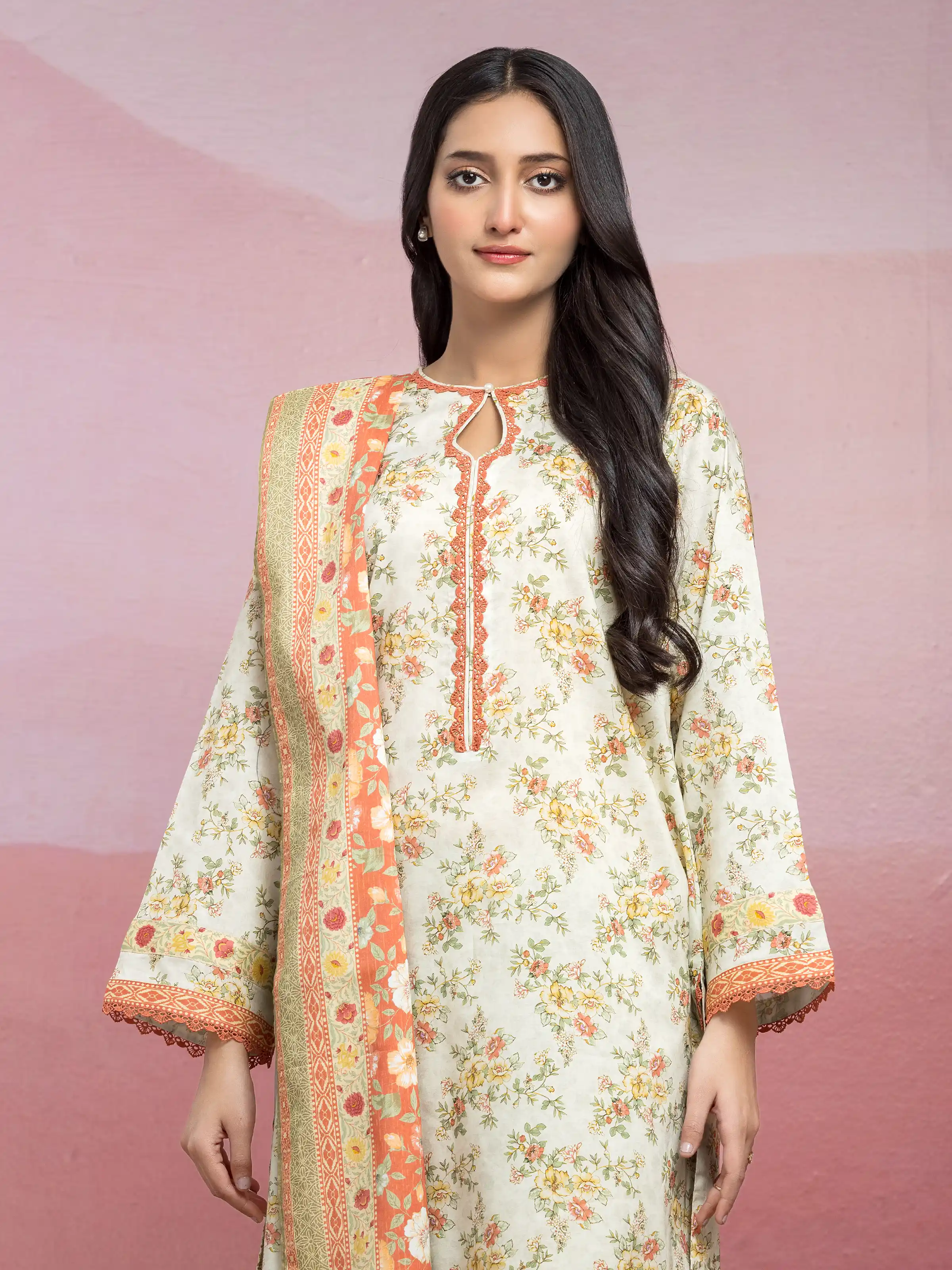 Unstitched Printed Lawn Suit - EWU5A1-35044-3P - Image 3