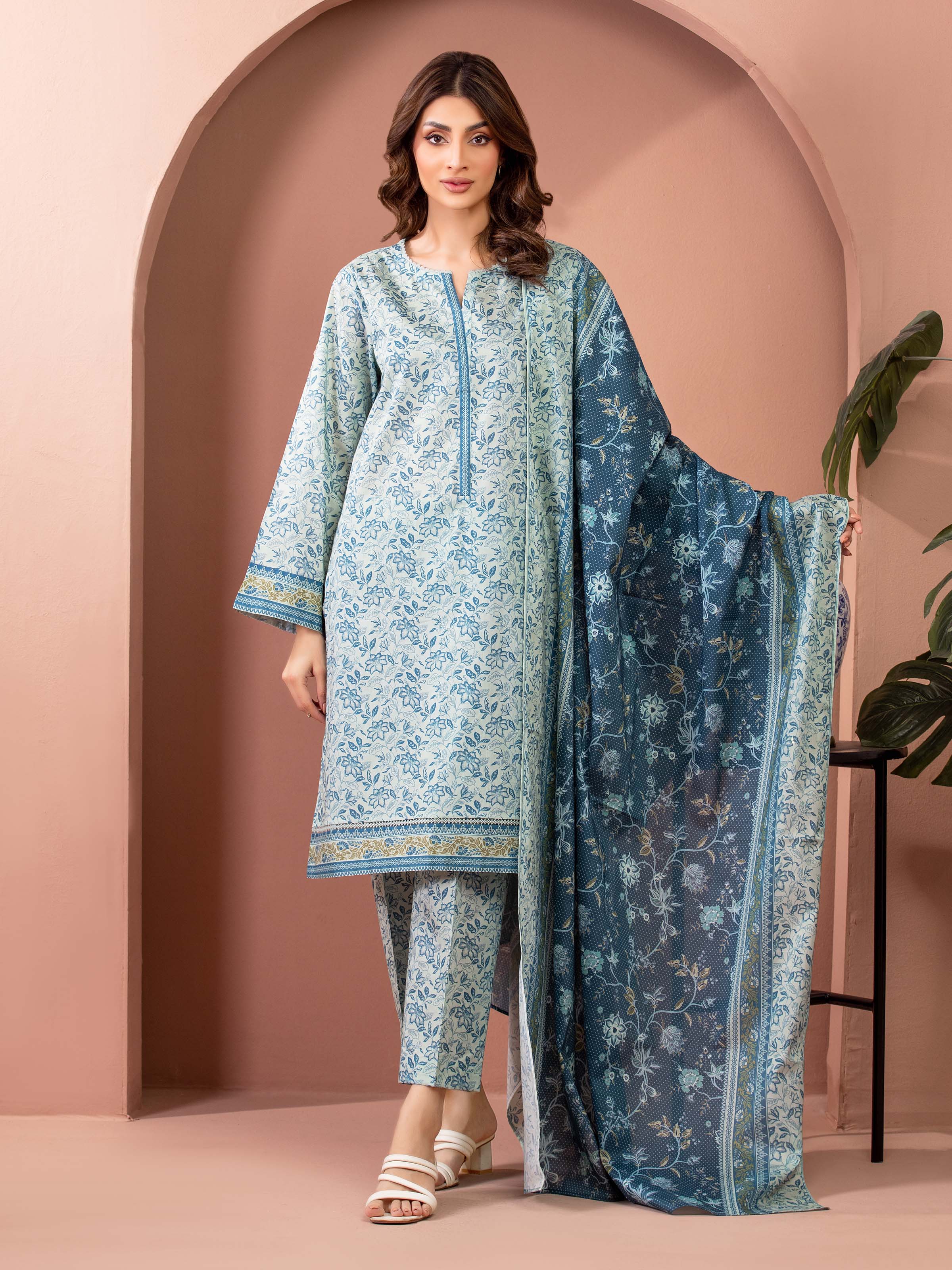 Unstitched Printed Lawn Suit - EWU5A1-35123-3P