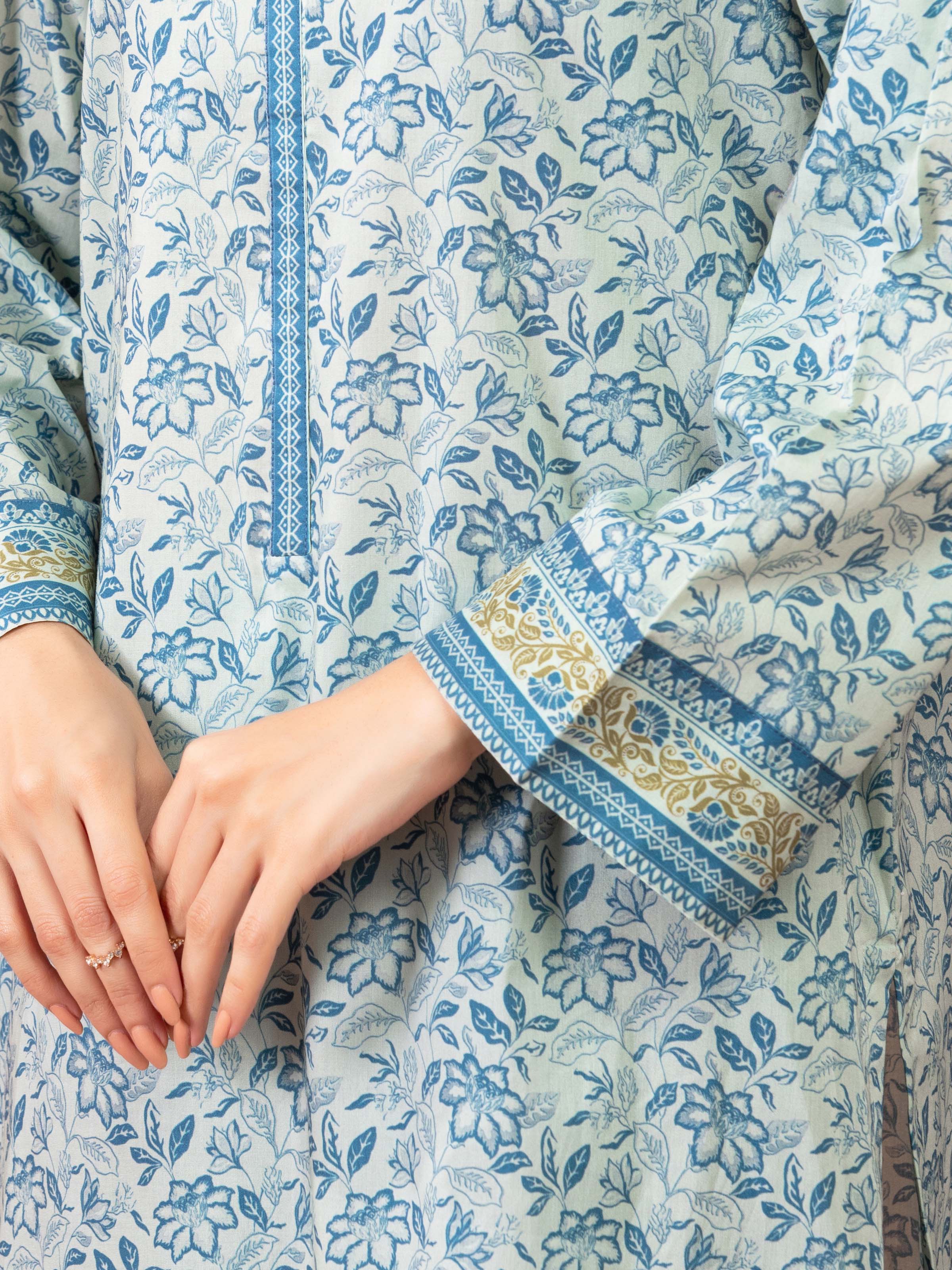 Unstitched Printed Lawn Suit - EWU5A1-35123-3P - Image 4