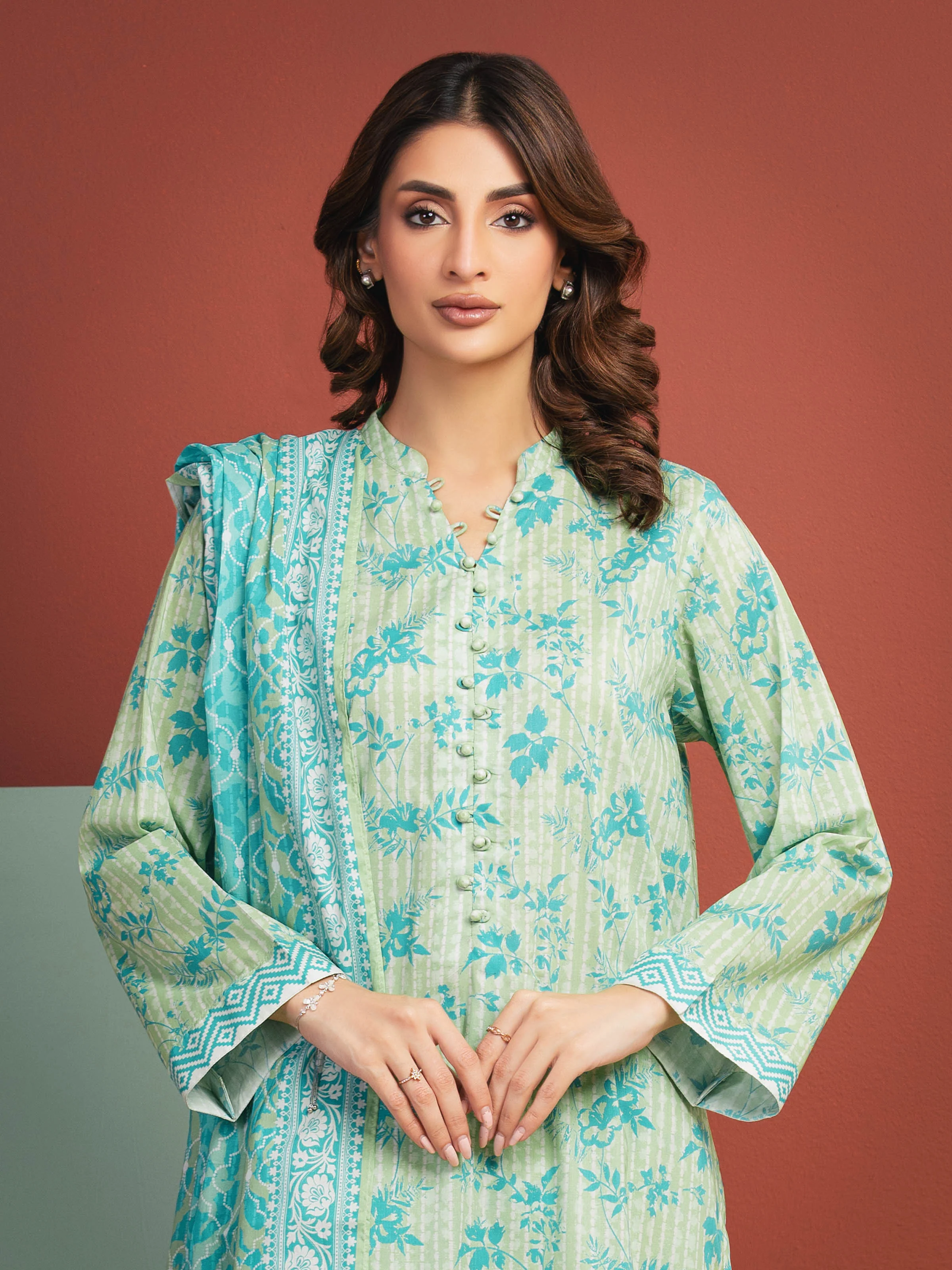 Unstitched Printed Lawn Suit - EWU5A1-35299-3P - Image 2