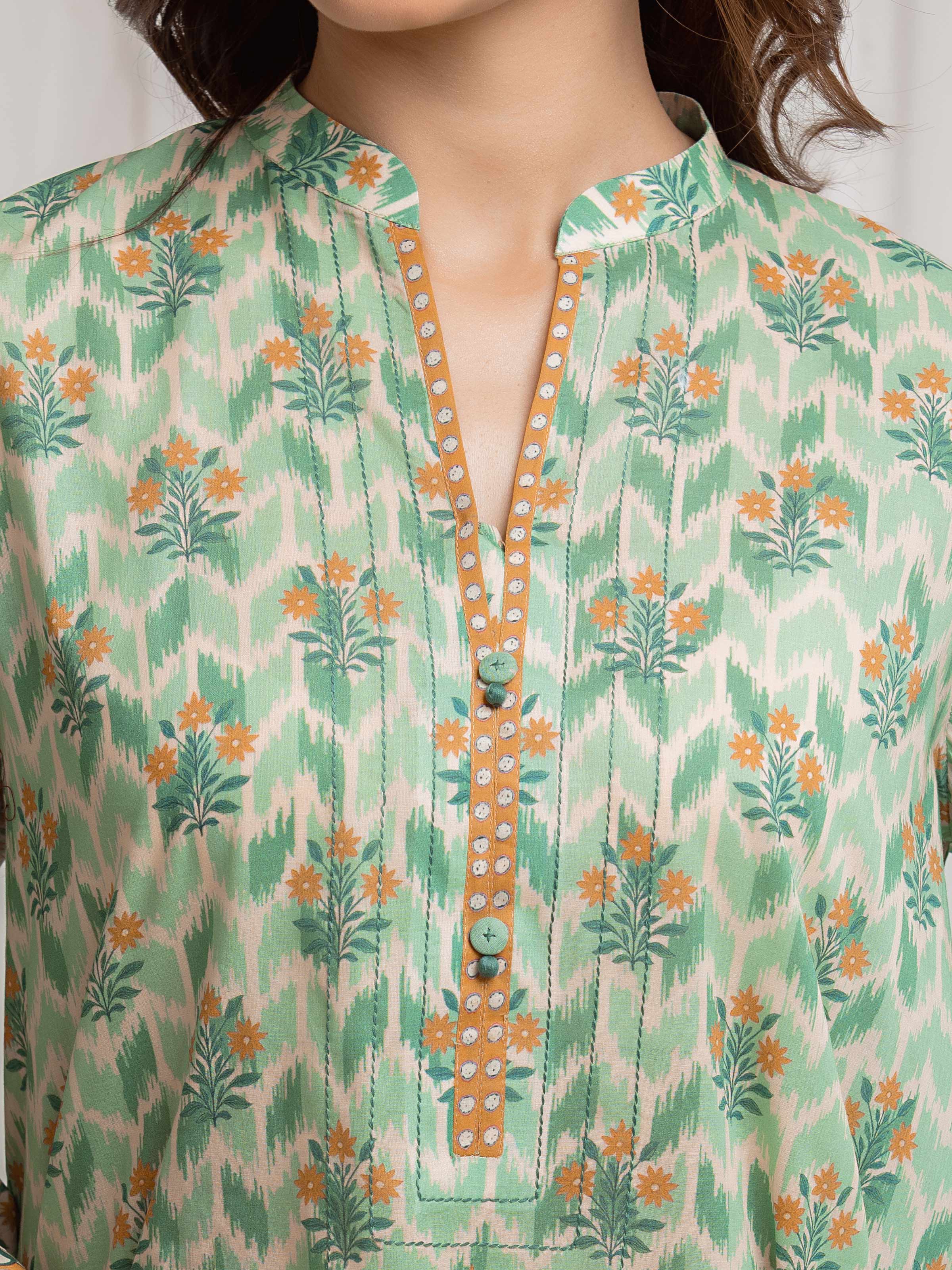 Unstitched Light Green Printed Lawn Suit - EWU6A1-36688-3P - Image 3