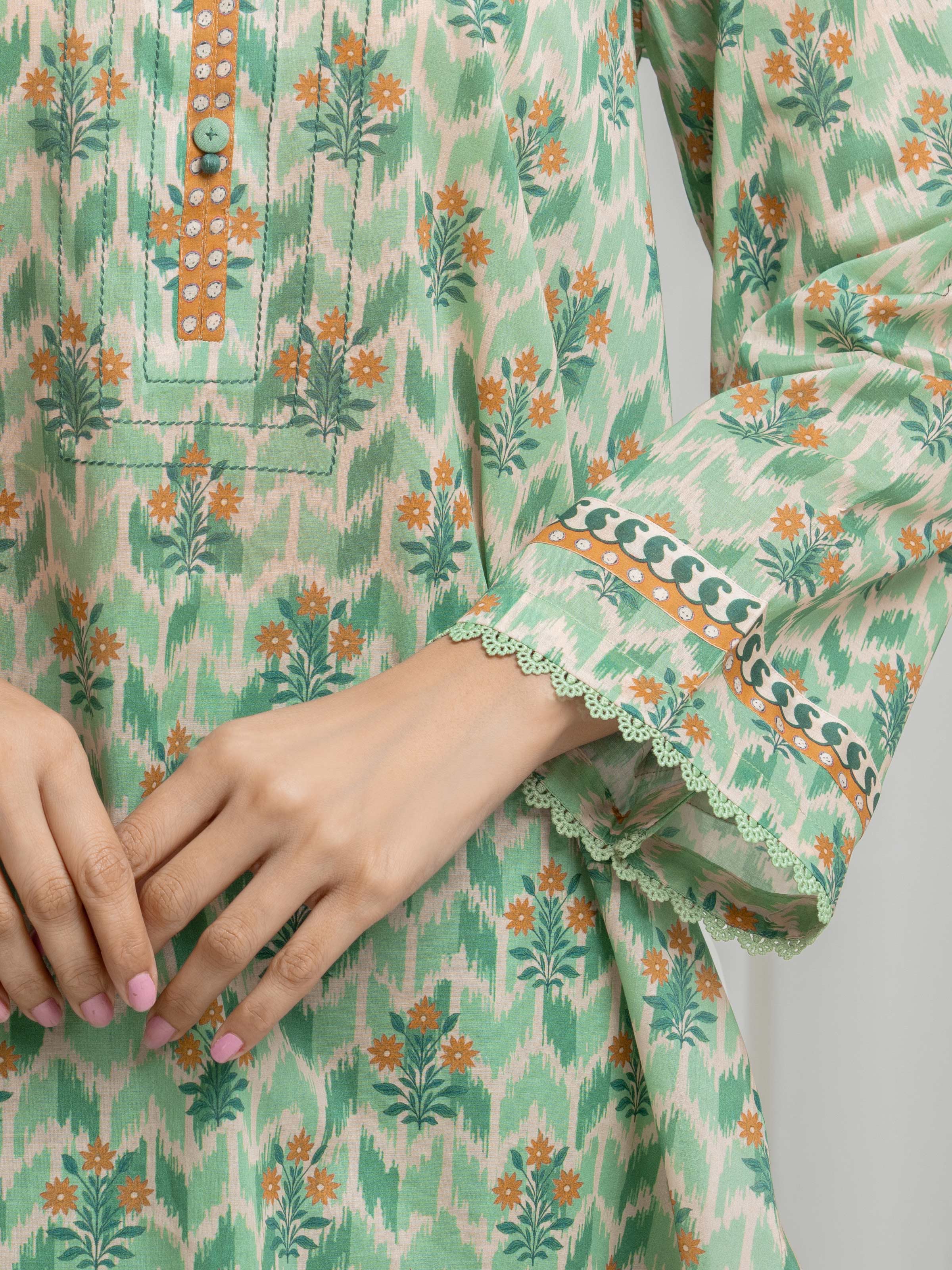 Unstitched Light Green Printed Lawn Suit - EWU6A1-36688-3P - Image 4