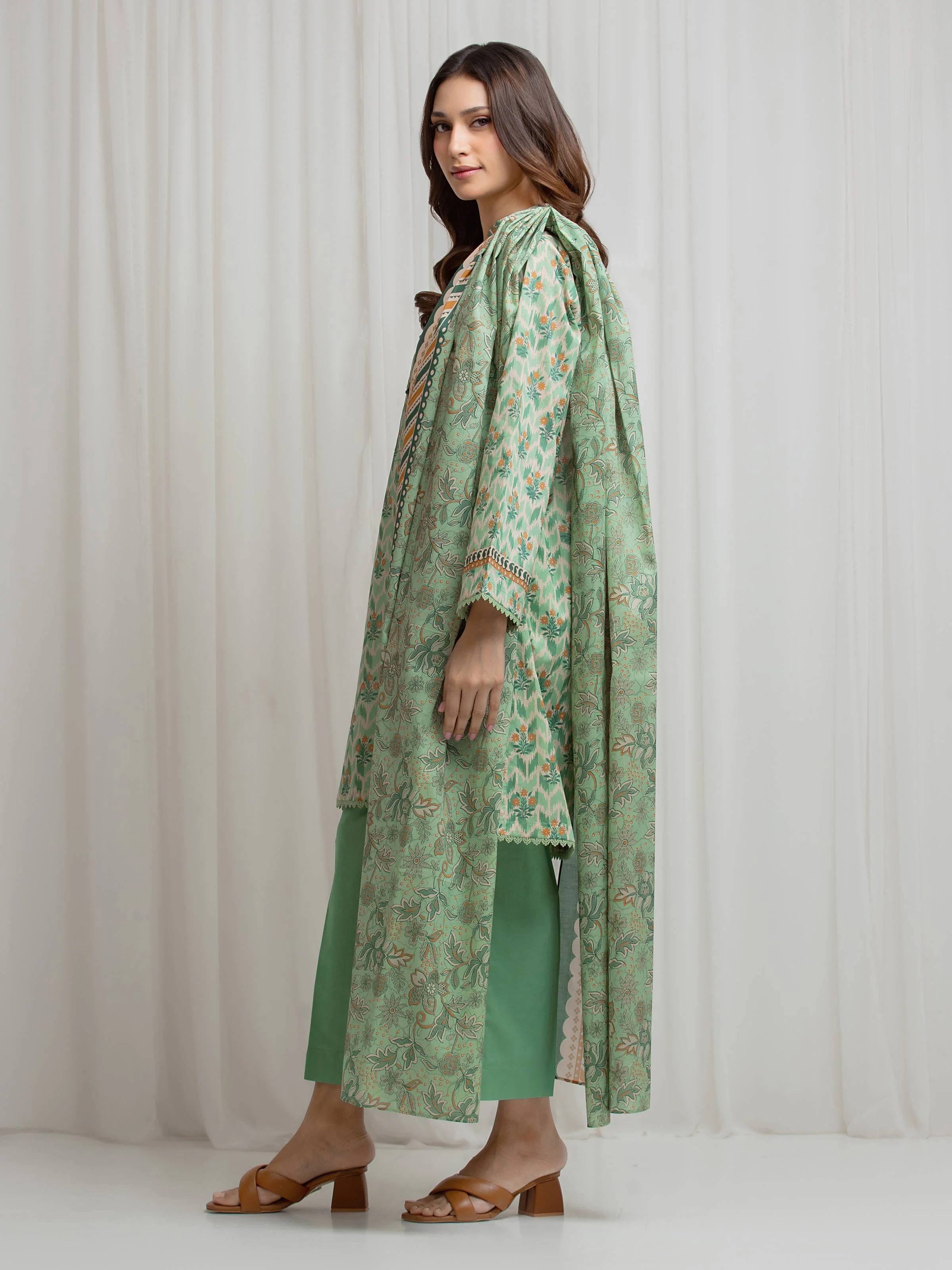 Unstitched Light Green Printed Lawn Suit - EWU6A1-36688-3P - Image 5
