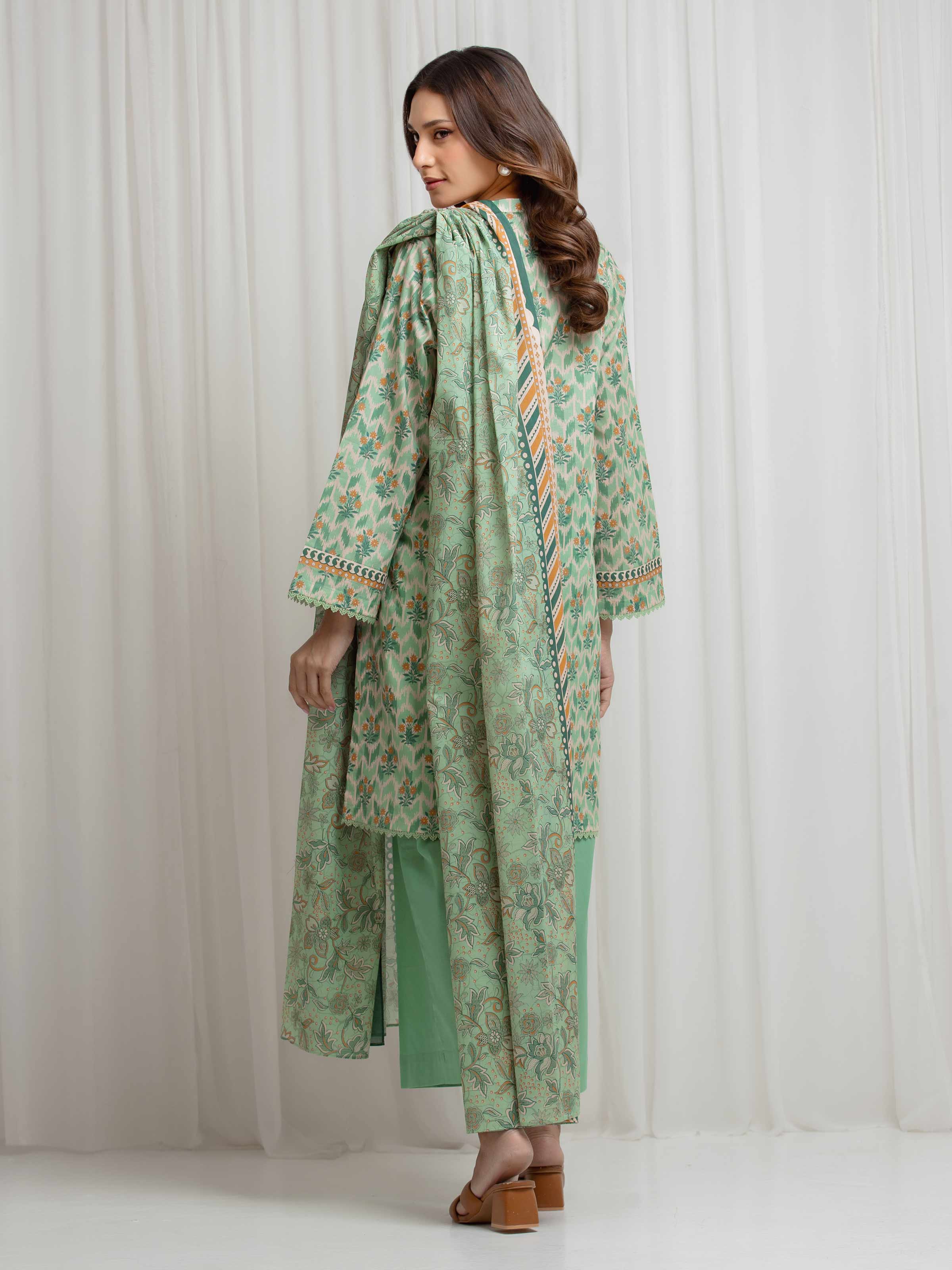 Unstitched Light Green Printed Lawn Suit - EWU6A1-36688-3P - Image 6