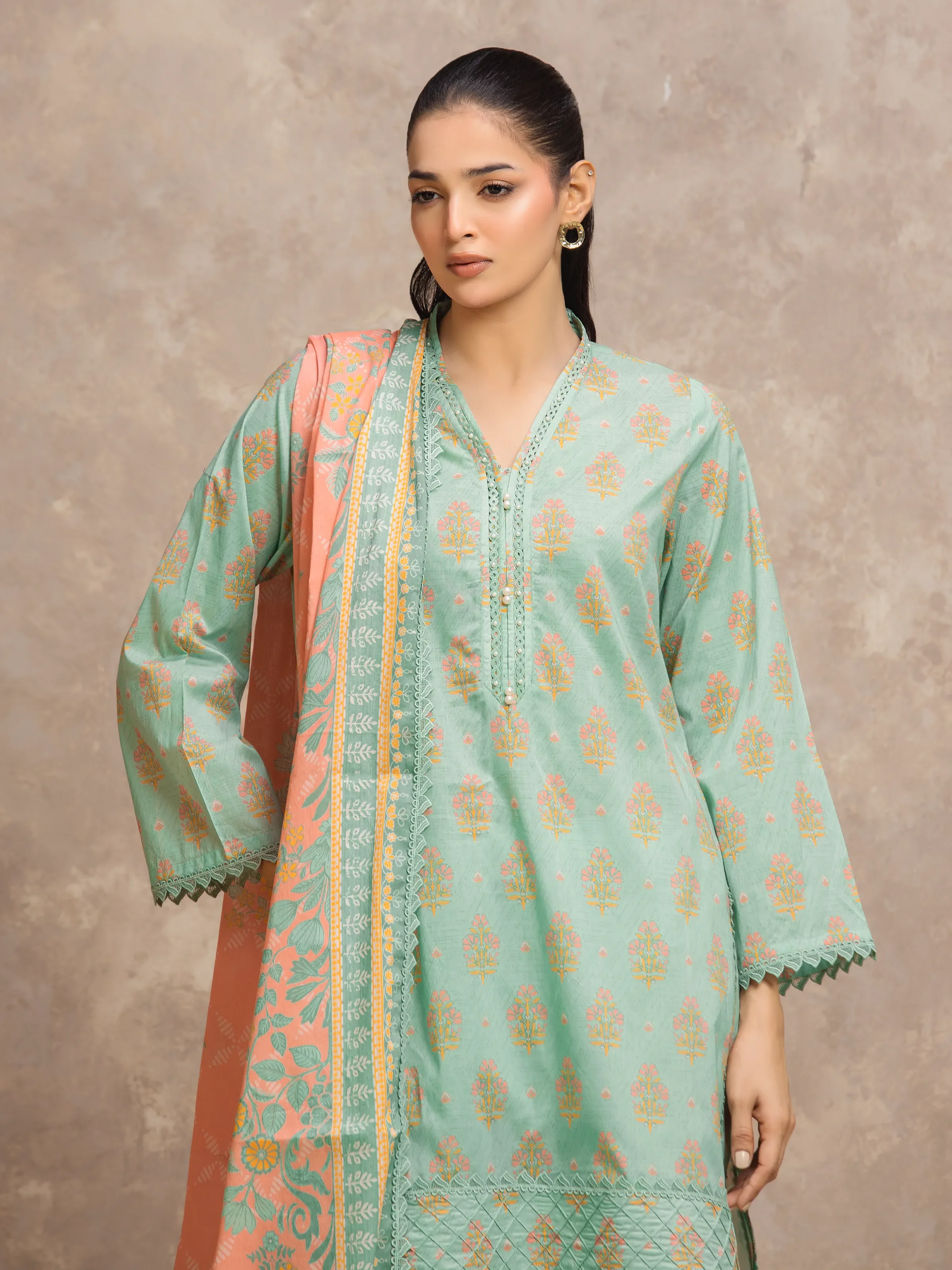 Unstitched Printed Lawn Suit - EWU6A1-36746-3P - Image 2