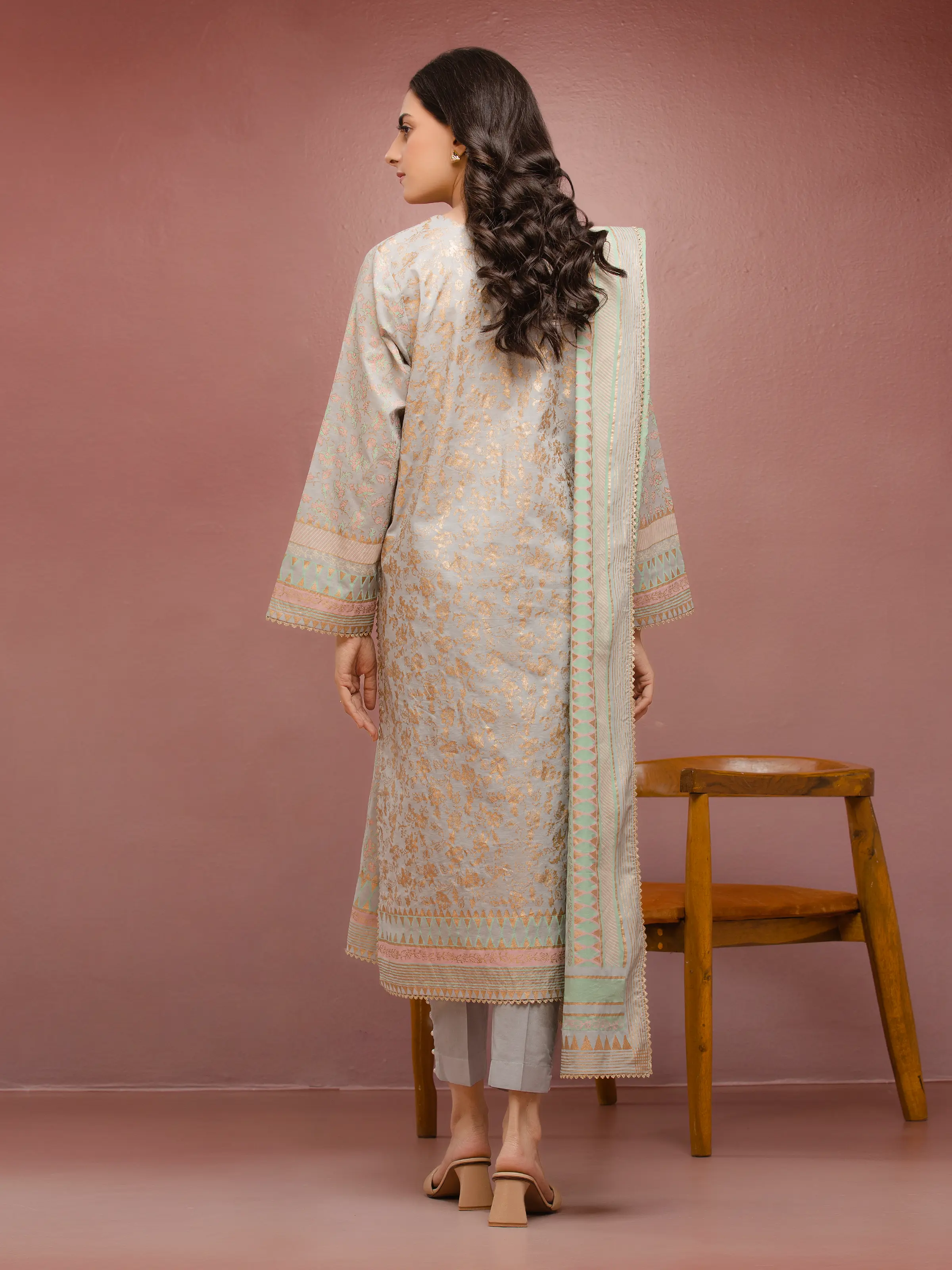 Unstitched Block Print Cambric Suit - EWU5M1-023-3P - Image 2