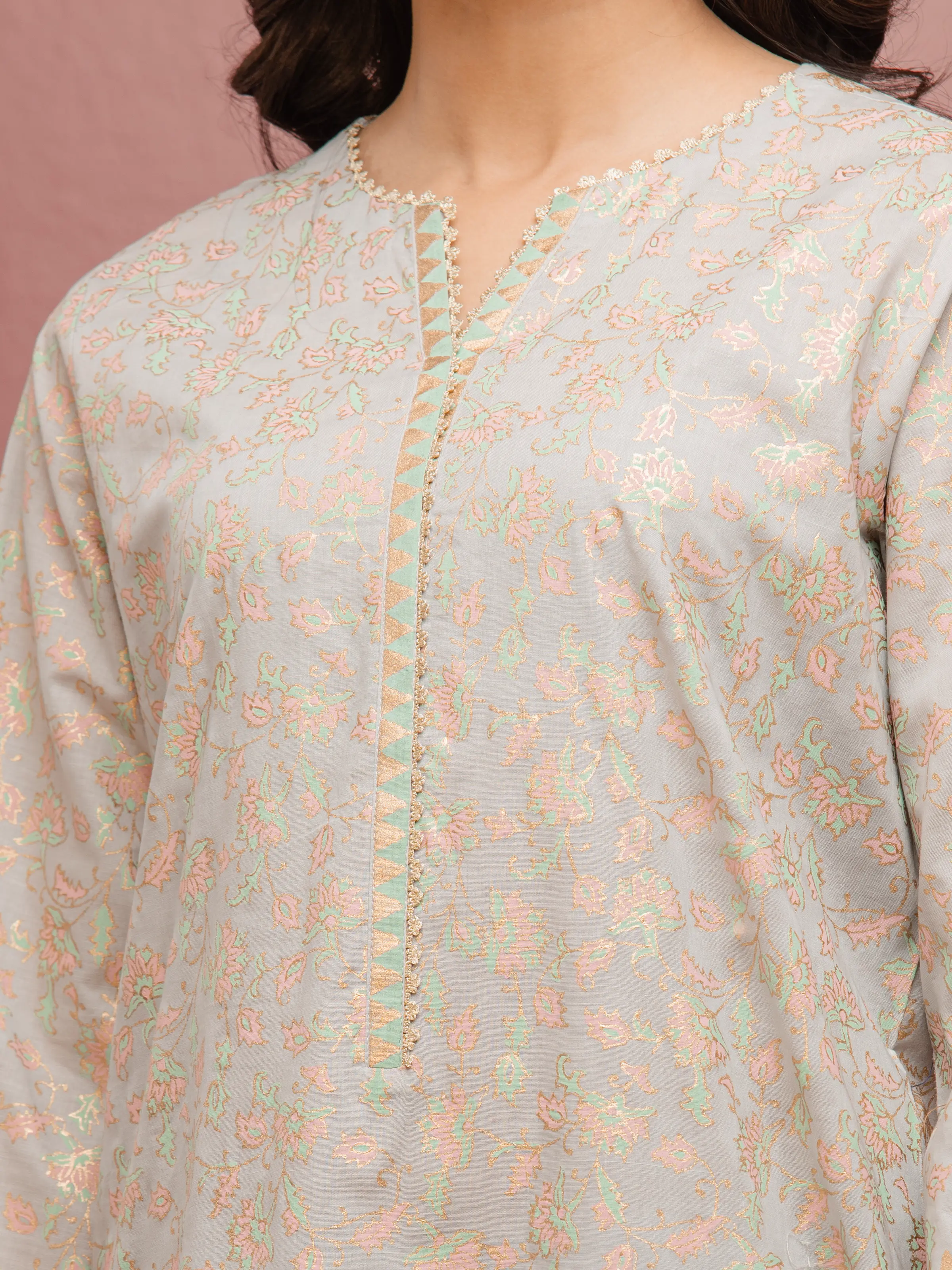 Unstitched Block Print Cambric Suit - EWU5M1-023-3P - Image 4