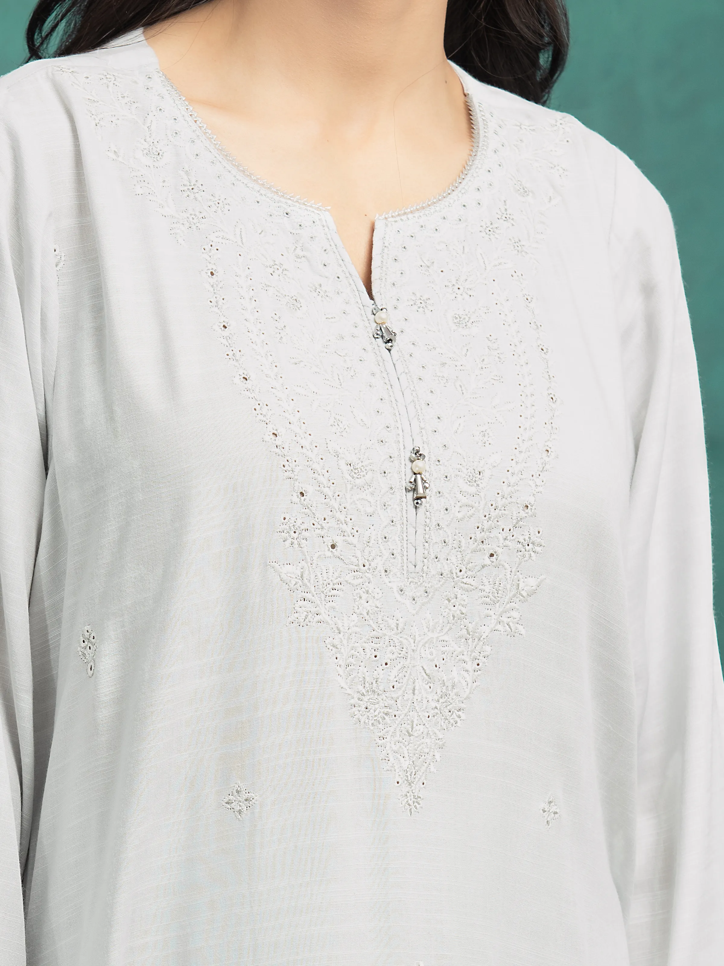 Unstitched Embroidered Raw Silk Suit - EWU24V16-30283-3P - Image 5