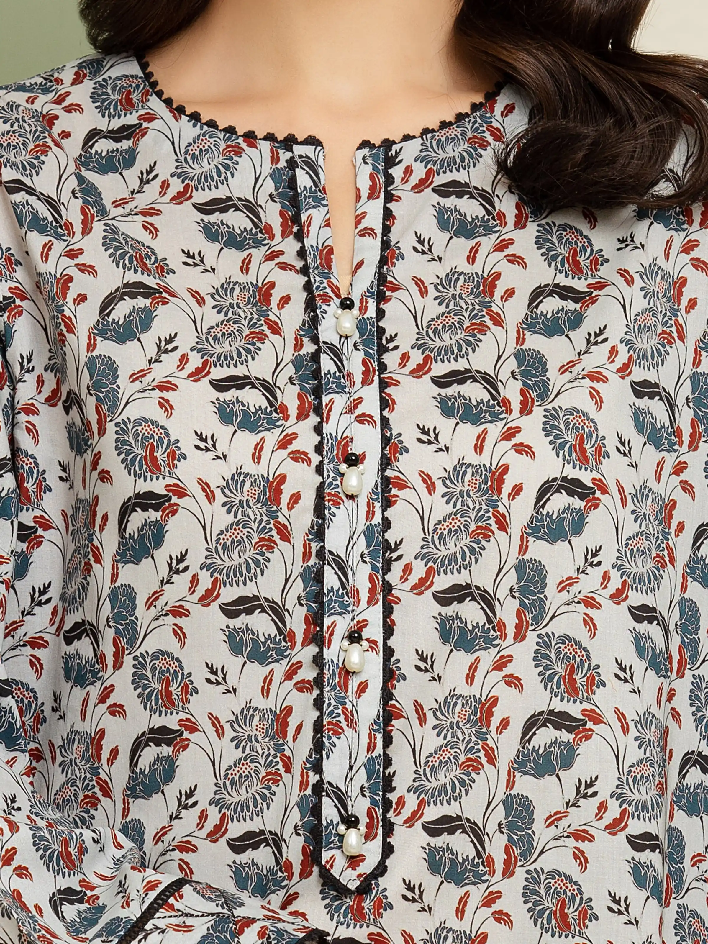 Unstitched Printed Lawn Shirt Trouser - EWU5A1-35189ST - Image 2