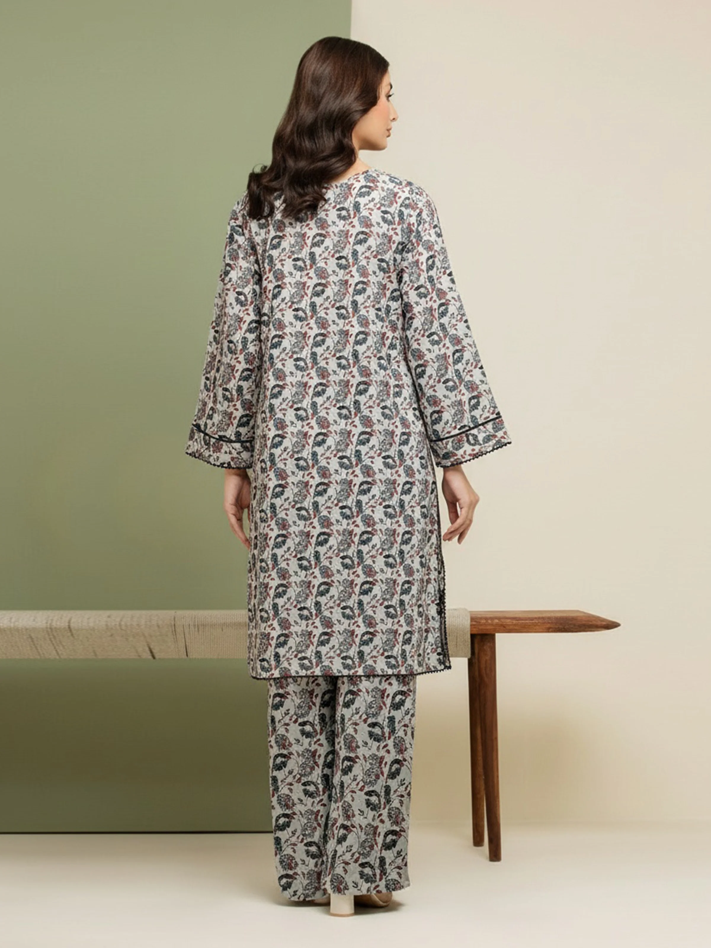 Unstitched Printed Lawn Shirt Trouser - EWU5A1-35189ST - Image 4