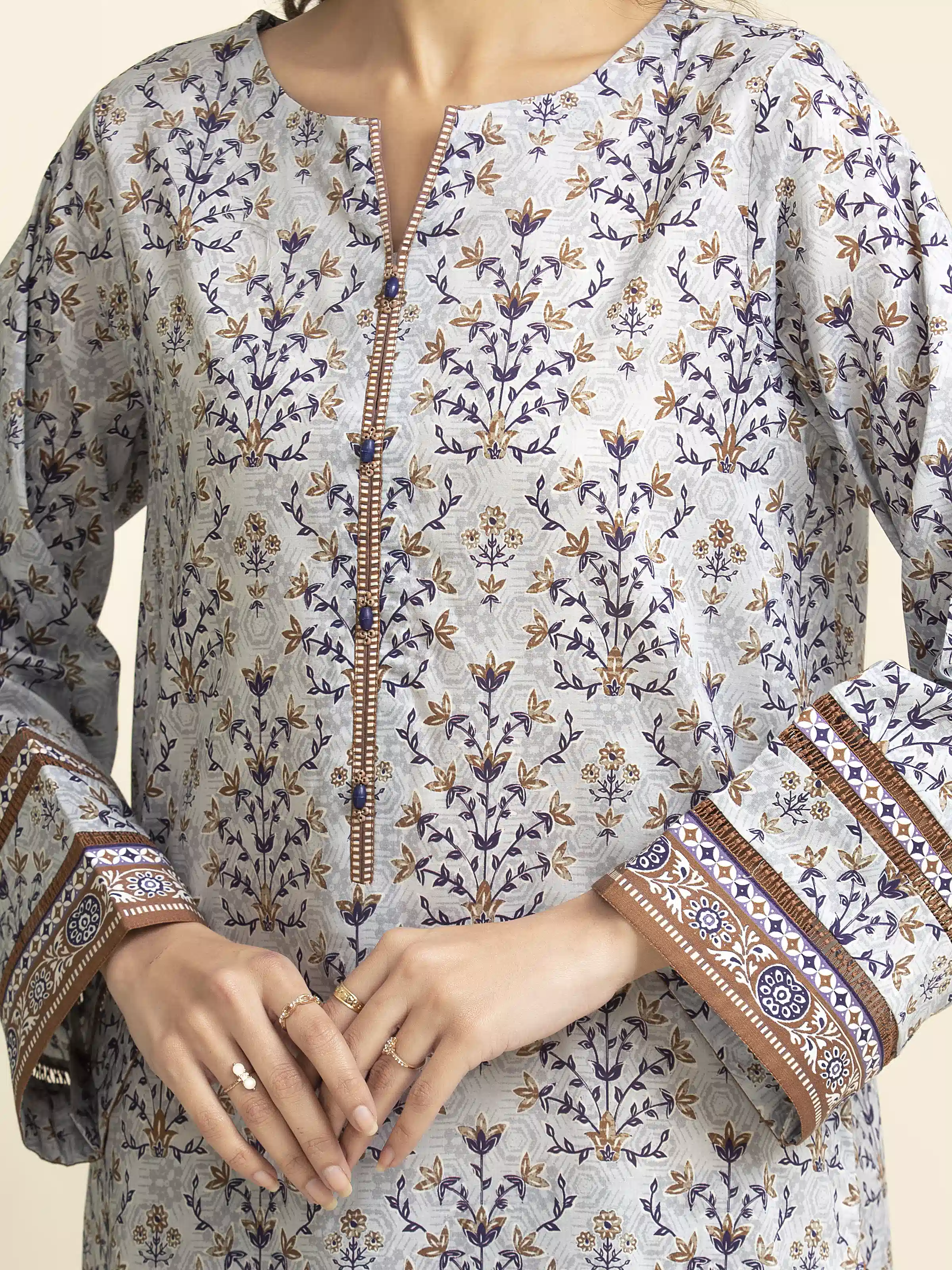 Unstitched Printed Lawn Suit - EWU5A1-35090-3P - Image 5