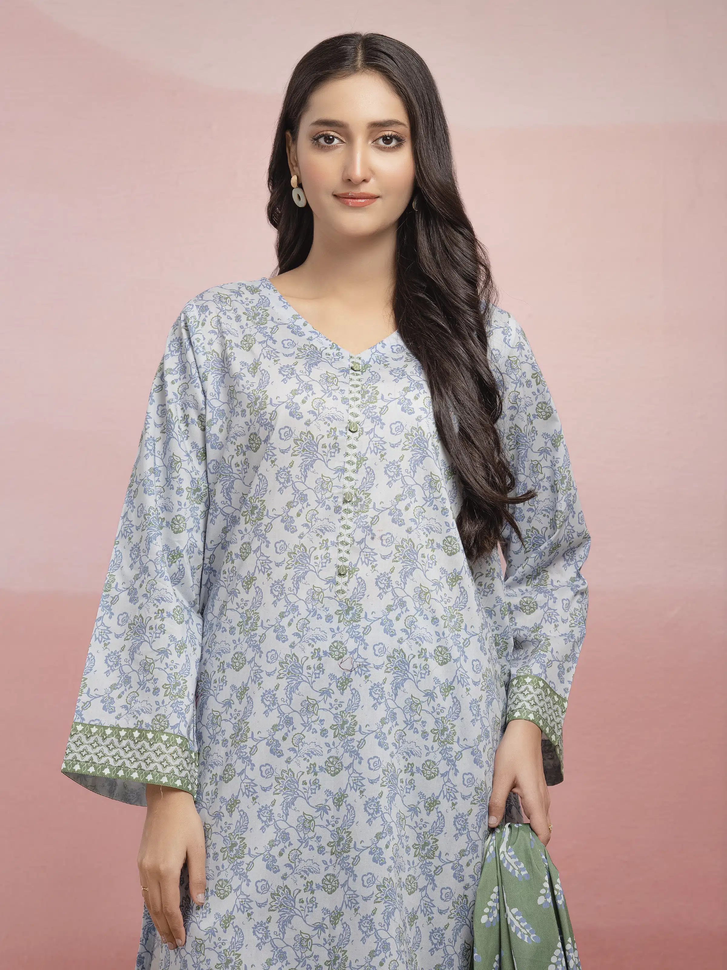Unstitched Printed Lawn Suit - EWU5A1-35117-3P - Image 4