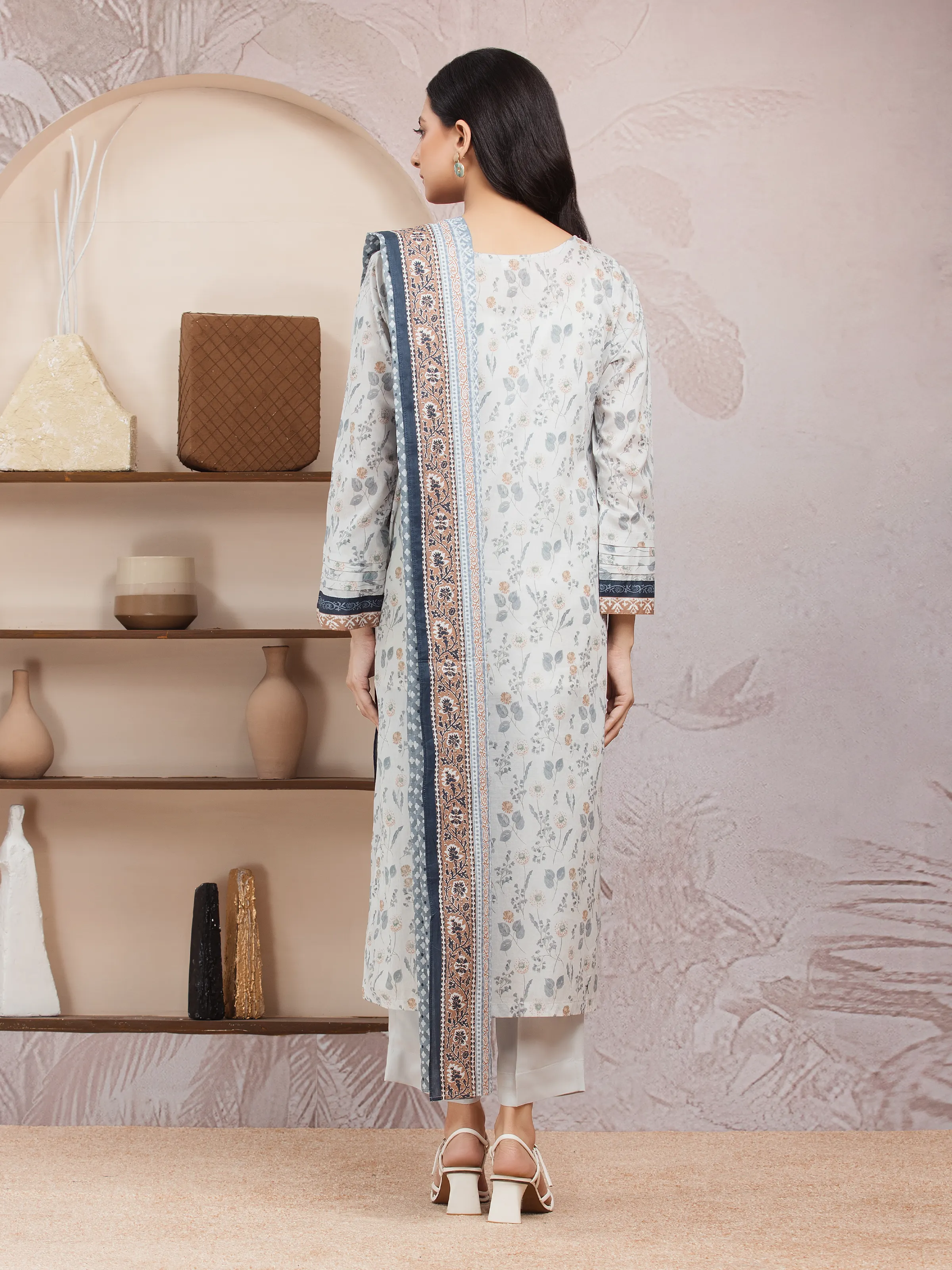 Unstitched Printed Lawn Suit - EWU5A1-35207-3P - Image 2
