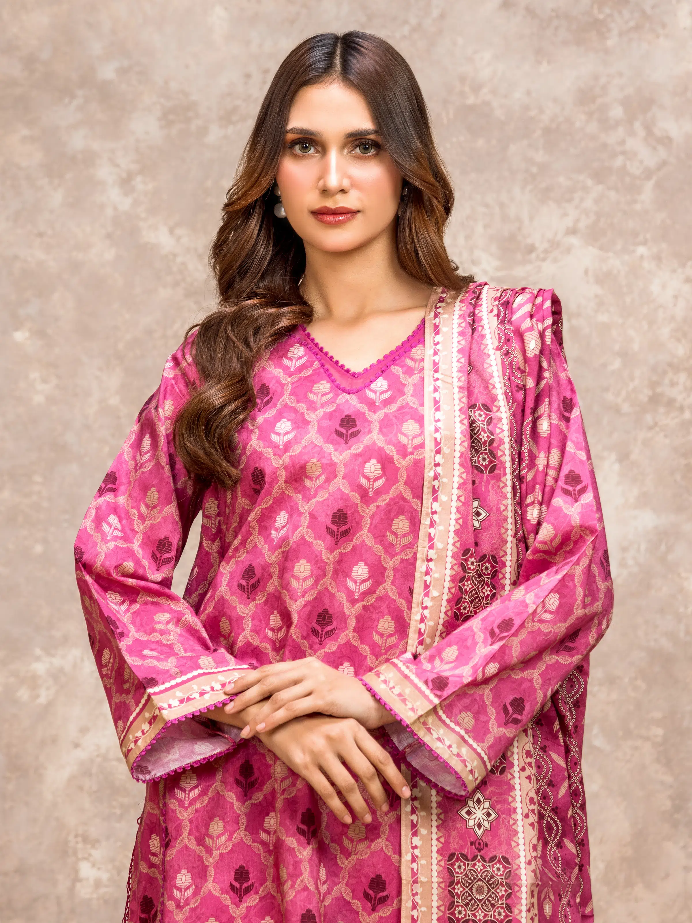 Unstitched Printed Lawn Suit - EWU6A1-36523-3P - Image 2