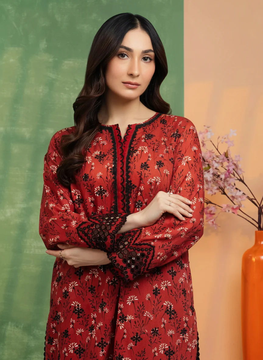 Unstitched Embroidered Lawn Shirt - EWU5V1-31402S - Image 2