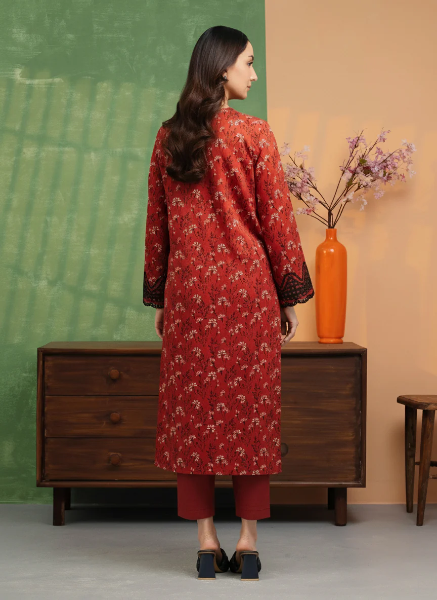Unstitched Embroidered Lawn Shirt - EWU5V1-31402S - Image 5