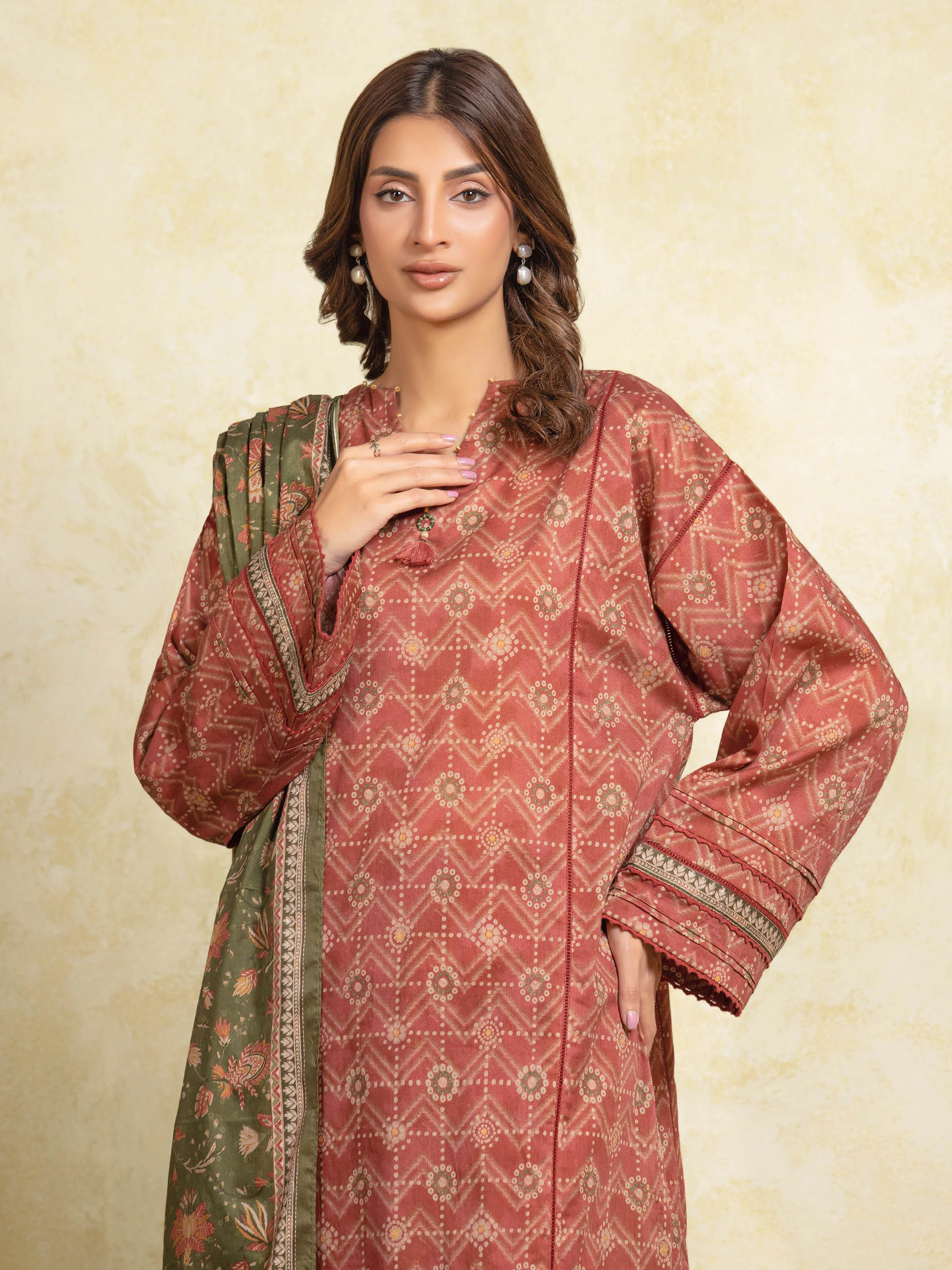 Unstitched Printed Khaddar Suit - EWU5A3-35950-3P - Image 2