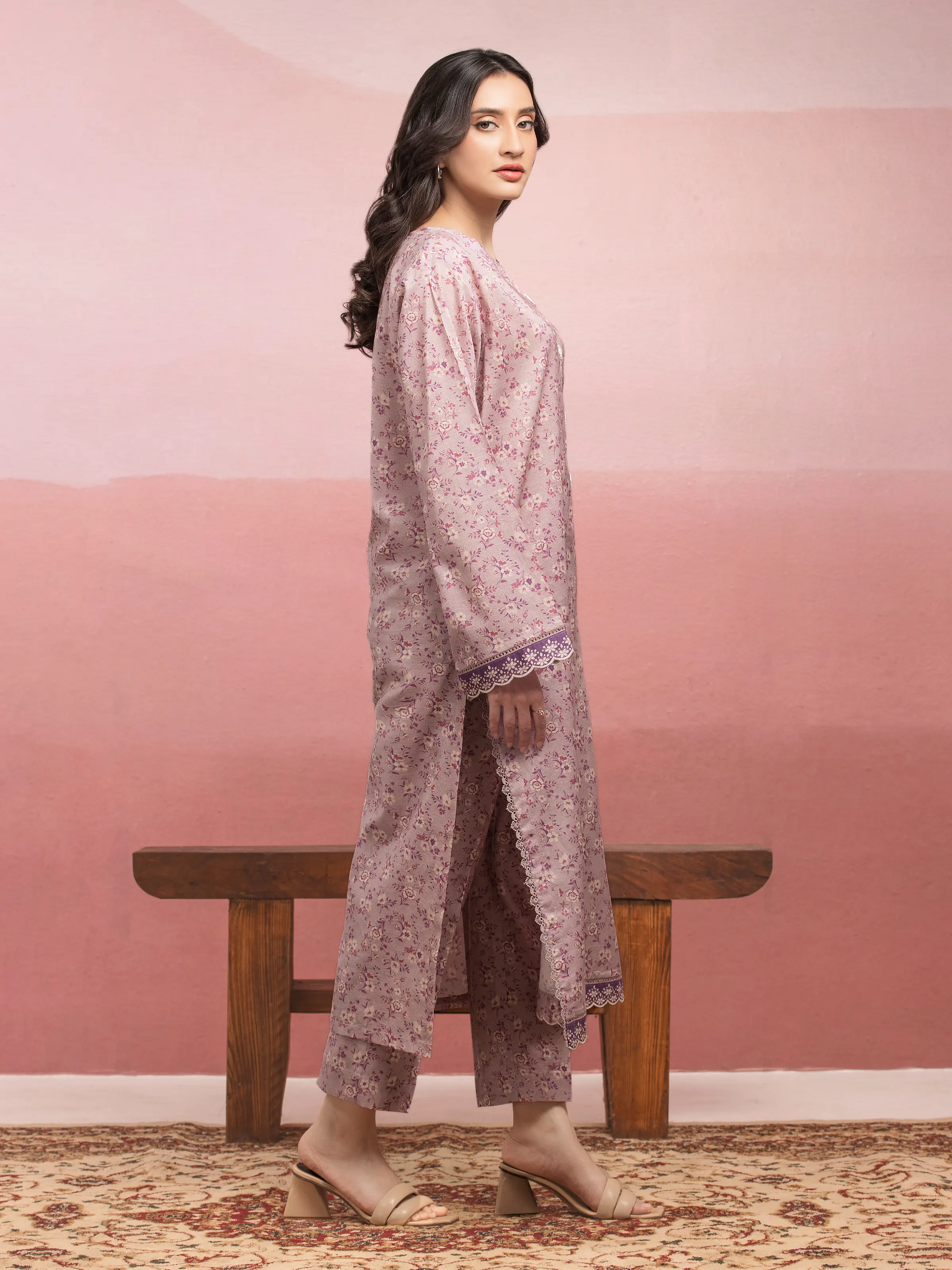 Unstitched Printed Lawn Shirt Trouser - EWU5A1-35403ST - Image 3