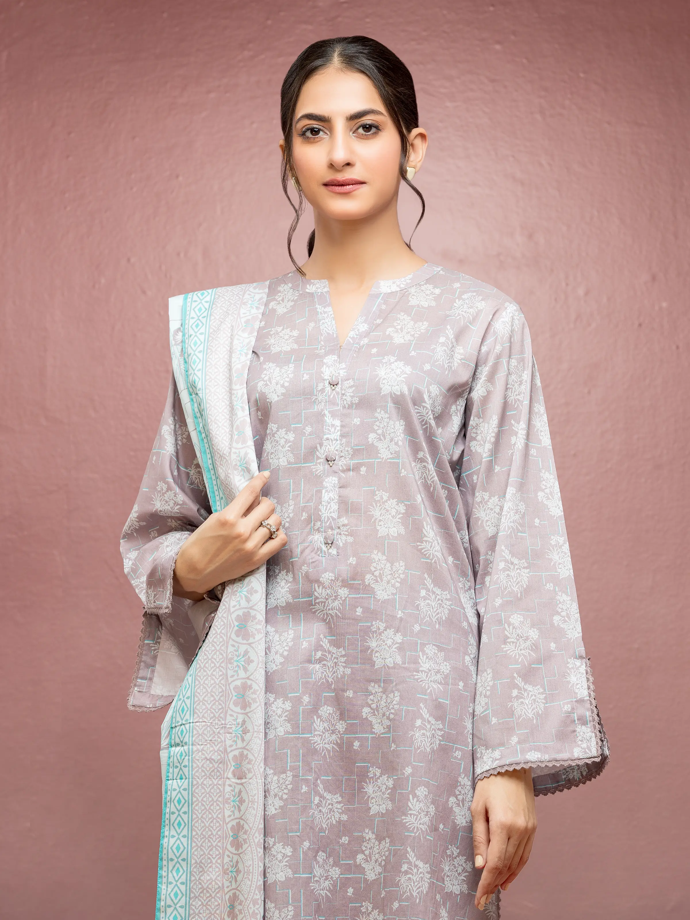 Unstitched Printed Lawn Suit - EWU5A1-35093-3P - Image 4