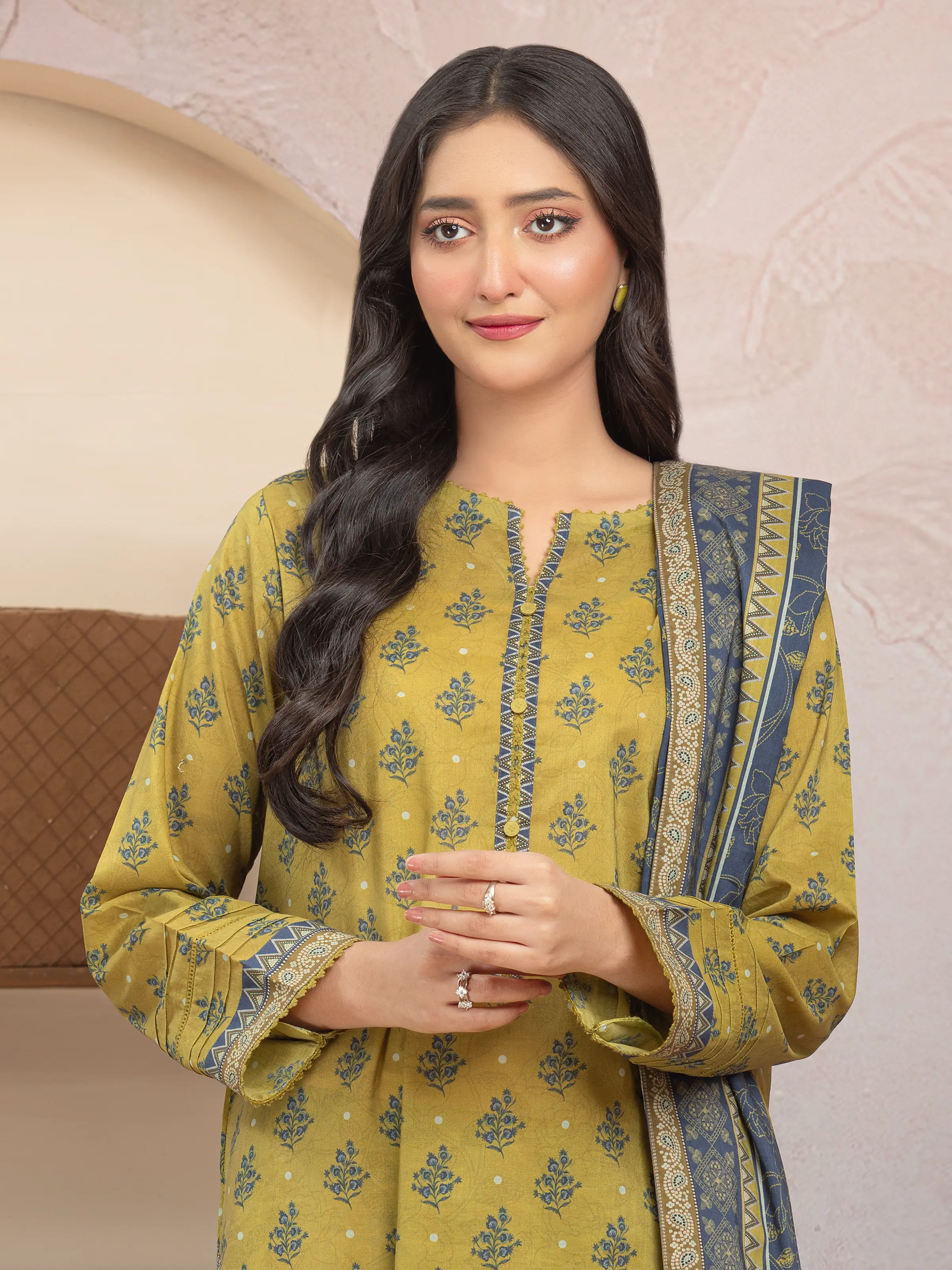 Unstitched Printed Lawn Suit - EWU5A1-35007-3P - Image 3