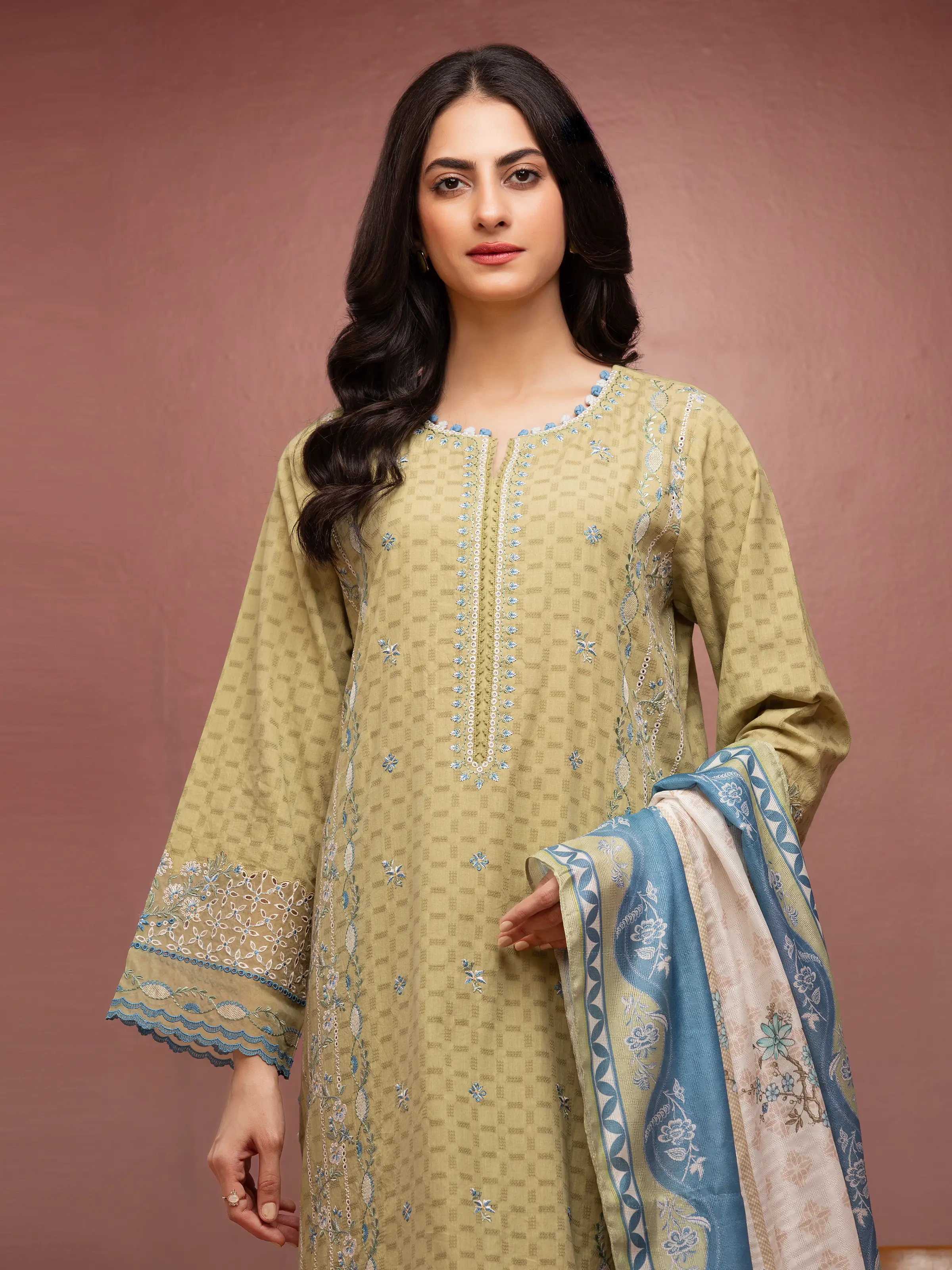 Unstitched Embroidered Lawn Suit - EWU5V1-31230-3P - Image 3