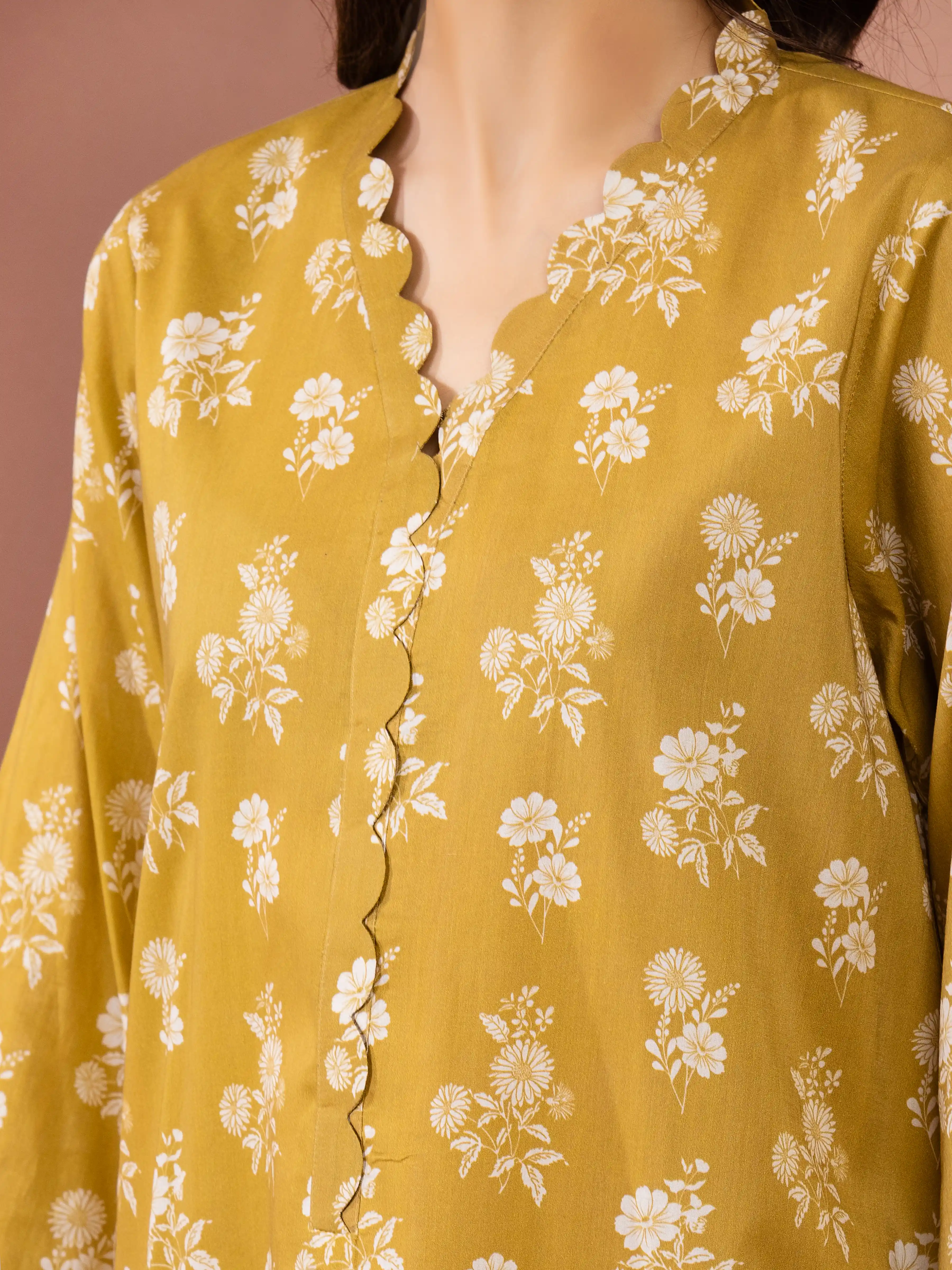 Unstitched Light Olive Printed Lawn Suit - EWU6A1-36510-3P - Image 4