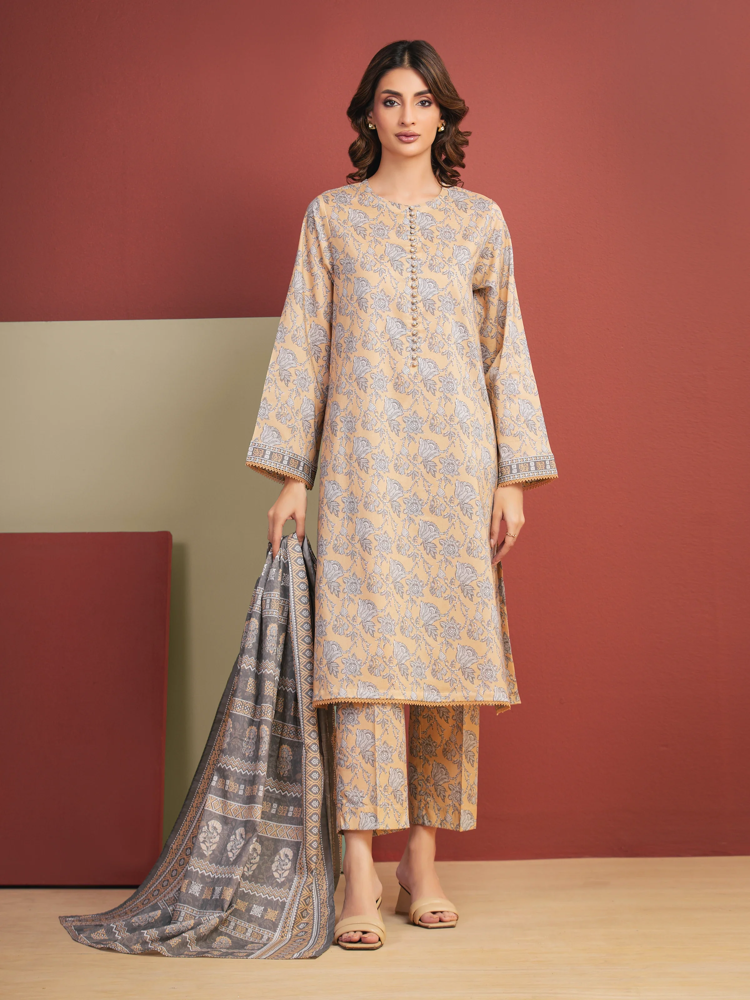 Unstitched Printed Lawn Suit - EWU5A1-35327-3P